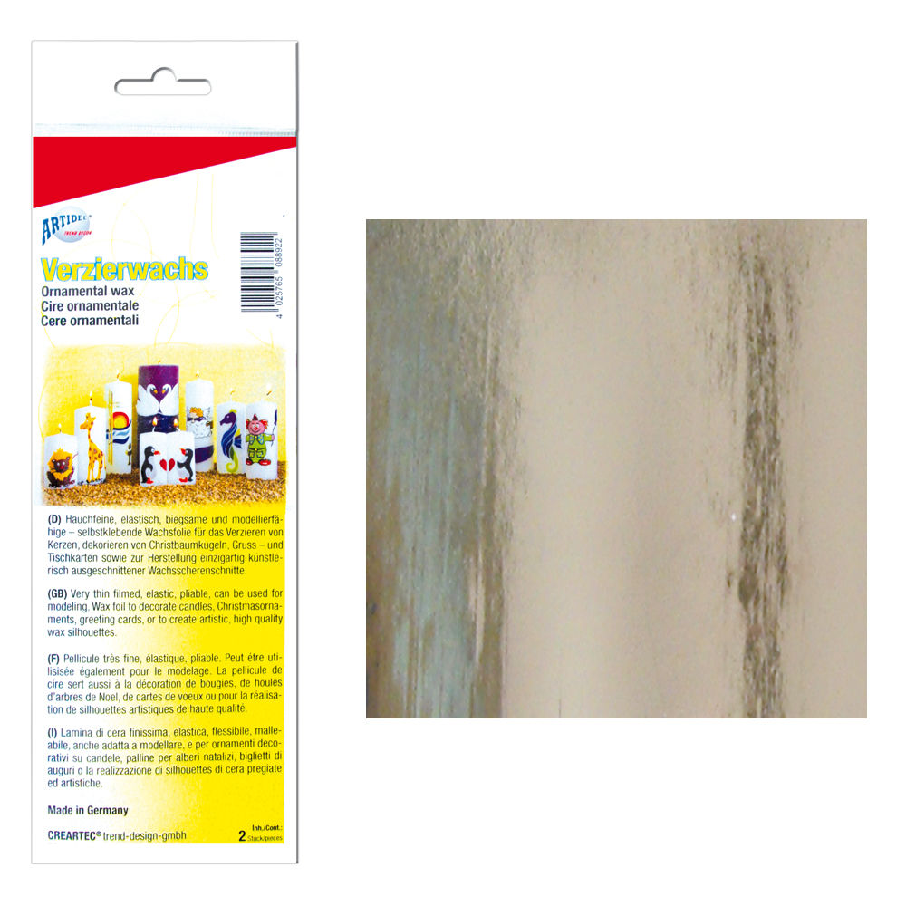 SALE Wachsplatte 80x220mm, Metallic silber gl�nzend
