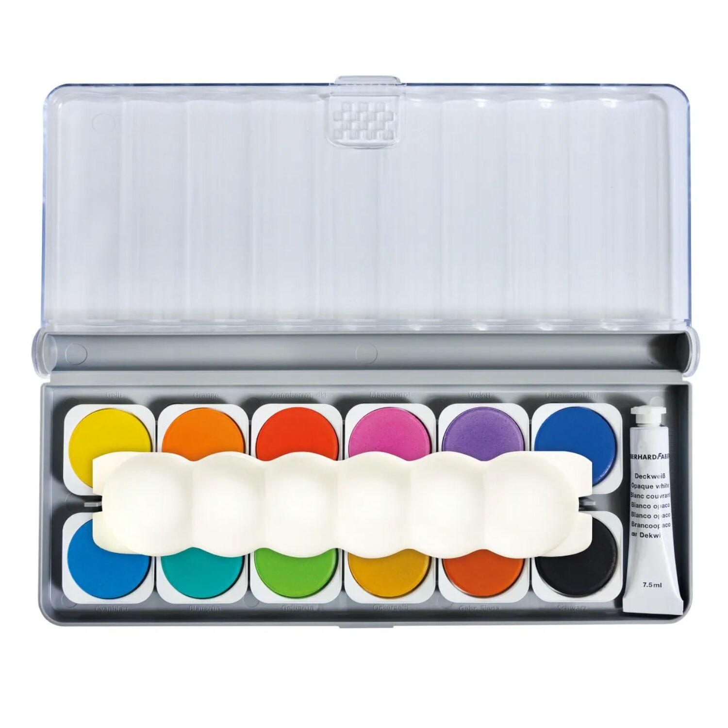 NEU EberhardFaber Winner, 12er Deckfarbkasten inkl. Deckwei� & Mischpalette Bild 2