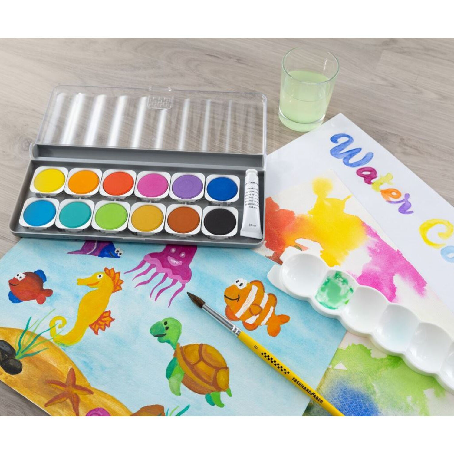 NEU EberhardFaber Winner, 12er Deckfarbkasten inkl. Deckwei� & Mischpalette Bild 3