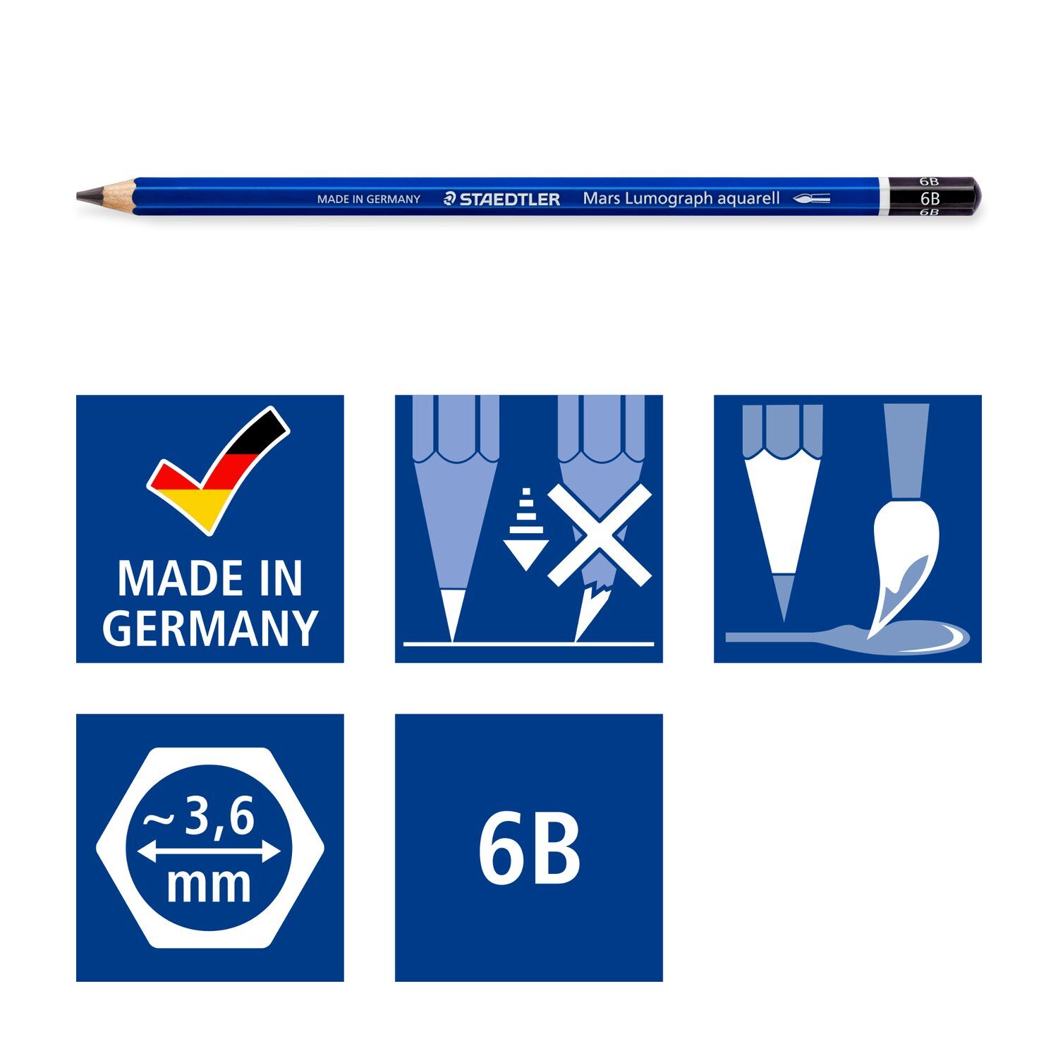 Staedtler Zeichenbleistift-Set, Mars Lumograph Aquarell 100A, 5 H�rtegrade + Pinsel Bild 5