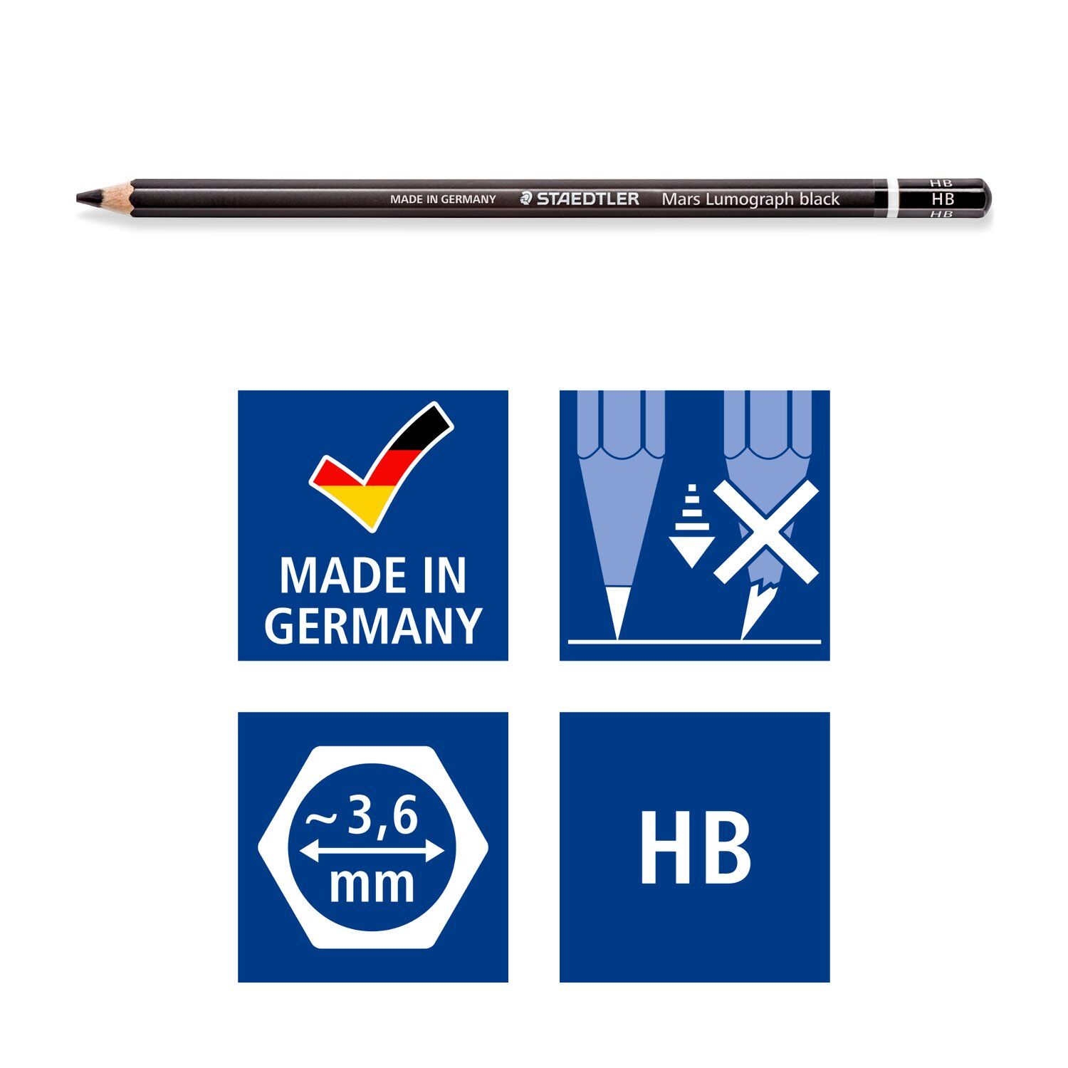Staedtler schwarzer Zeichenbleistift, Mars Lumograph Black 100B, 1 St�ck H�rtegrad: HB Bild 4