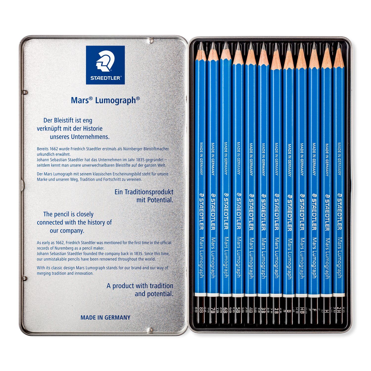 Staedtler Bleistift- Set, Mars Lumograph 100, 12 St�ck, sortierte H�rtegrade Bild 2