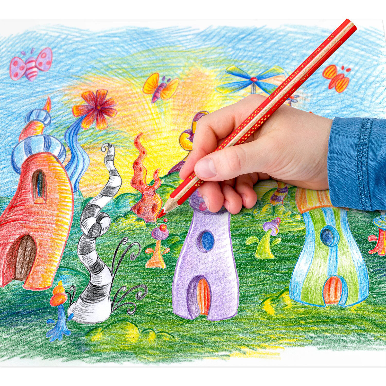 Staedtler Buntstift Dreikant, Noris Jumbo, Mine 4 mm, 1 Stift, Wei� Bild 3