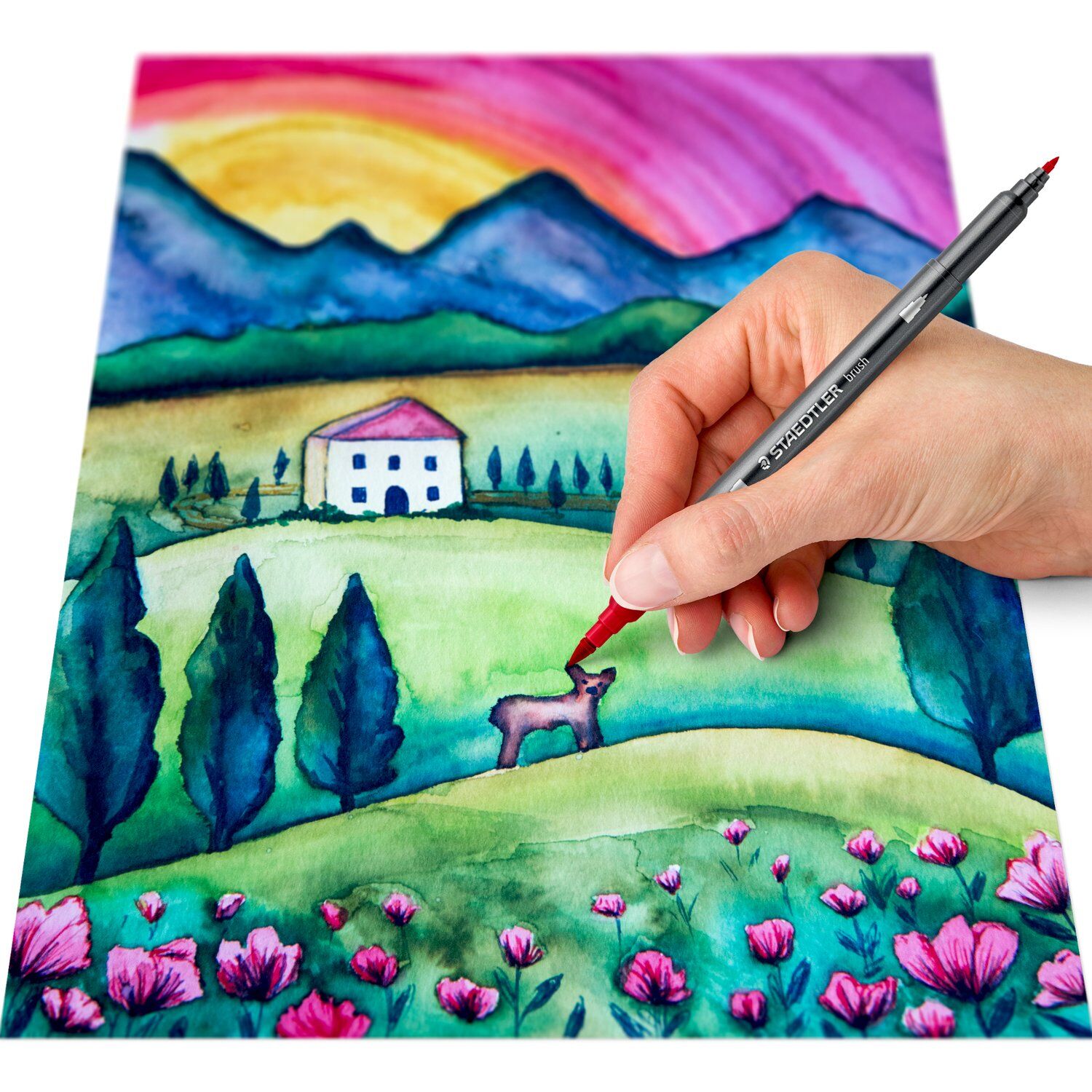 Staedtler wasservermalbare Doppelfasermaler 3001, Set Europa, 6 Farben sortiert Bild 3
