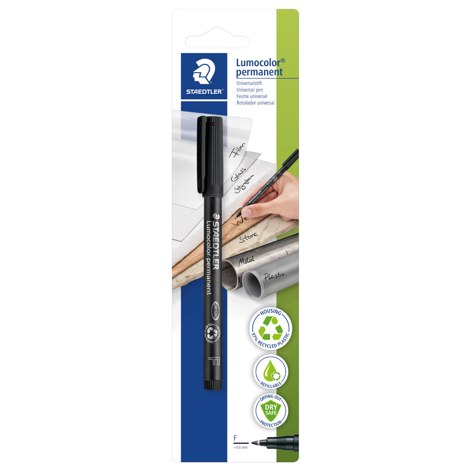 Staedtler Lumocolor Folienstift permanent, F 0,6mm, schwarz Bild 3