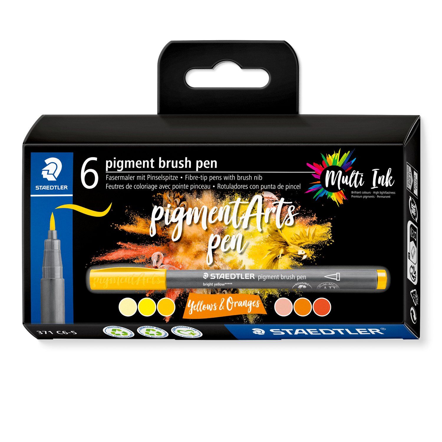 Staedtler Pigment Arts Brush Pen 6er Set, Gelb-Orange-T�ne