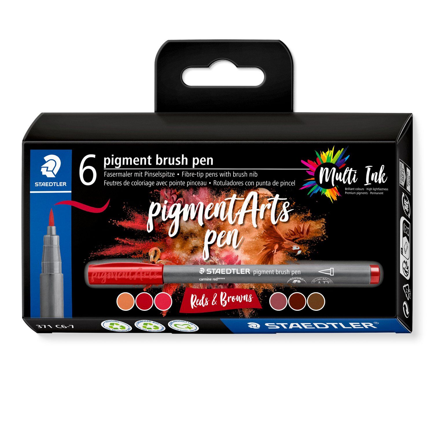 Staedtler Pigment Arts Brush Pen 6er Set, Rot-Braun-T�ne