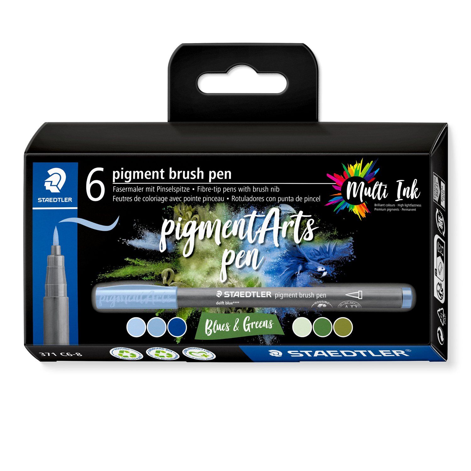 Staedtler Pigment Arts Brush Pen 6er Set, Blau-Gr�n-T�ne