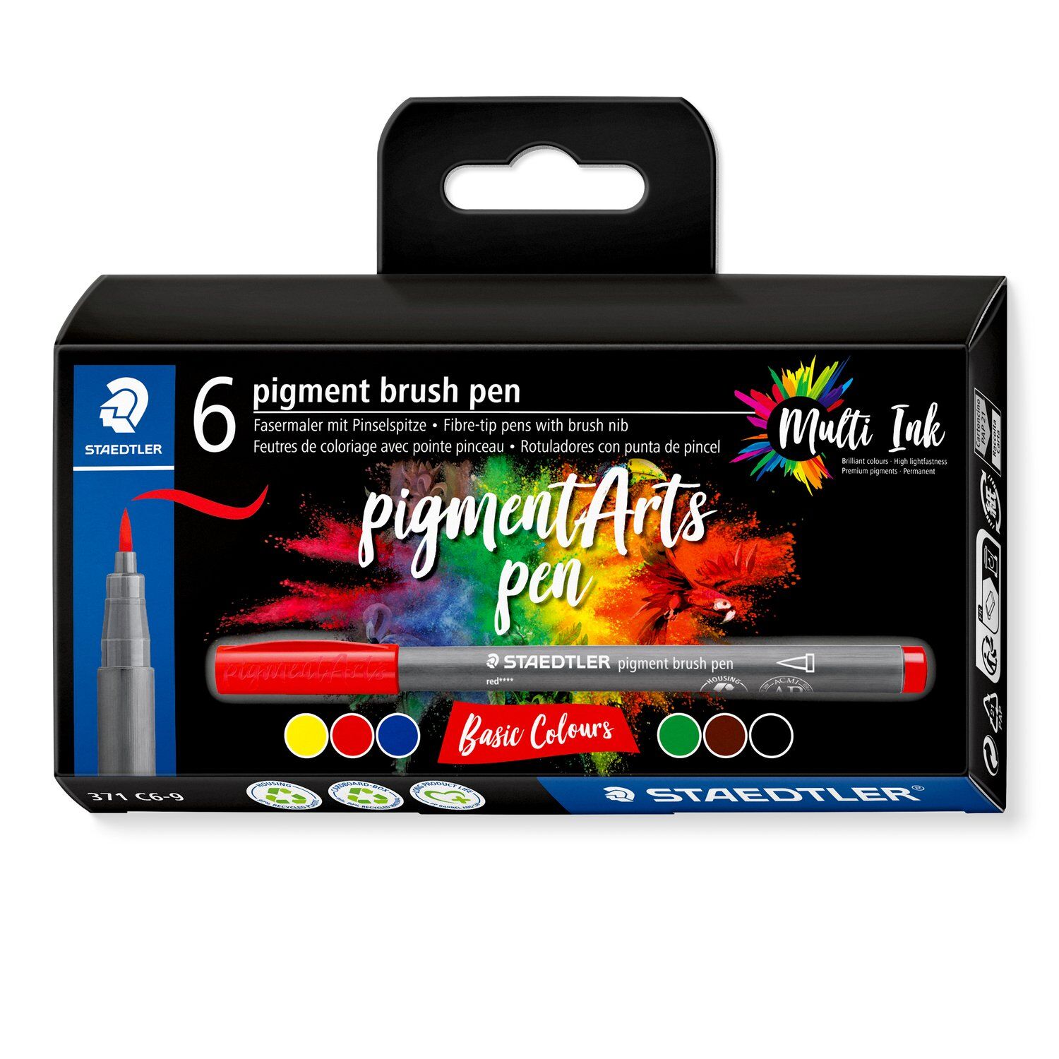 Staedtler Pigment Arts Brush Pen 6er Set, Basic-T�ne