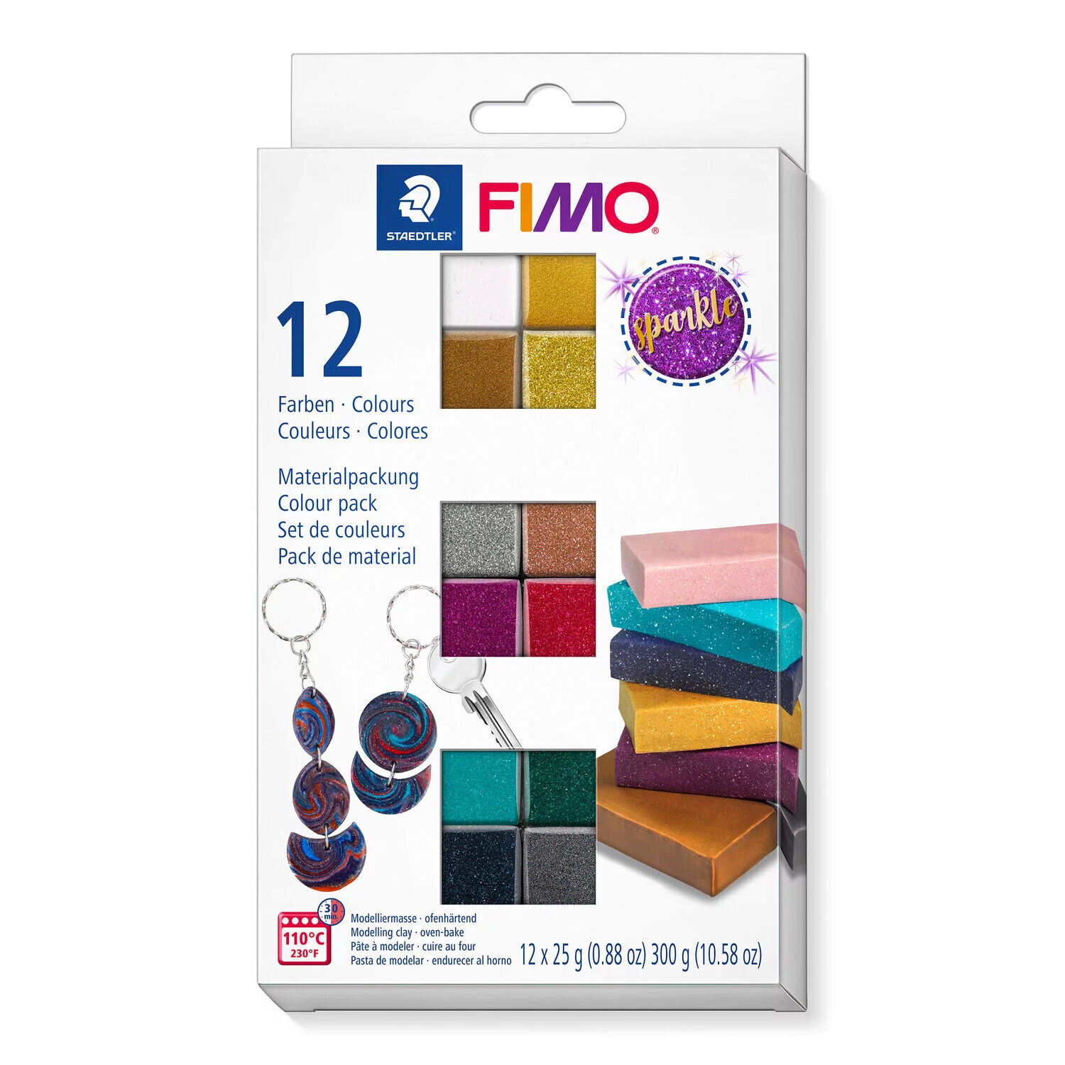 NEU Staedtler Fimo Effect Set Sparkle, 12 Halbbl�cke
