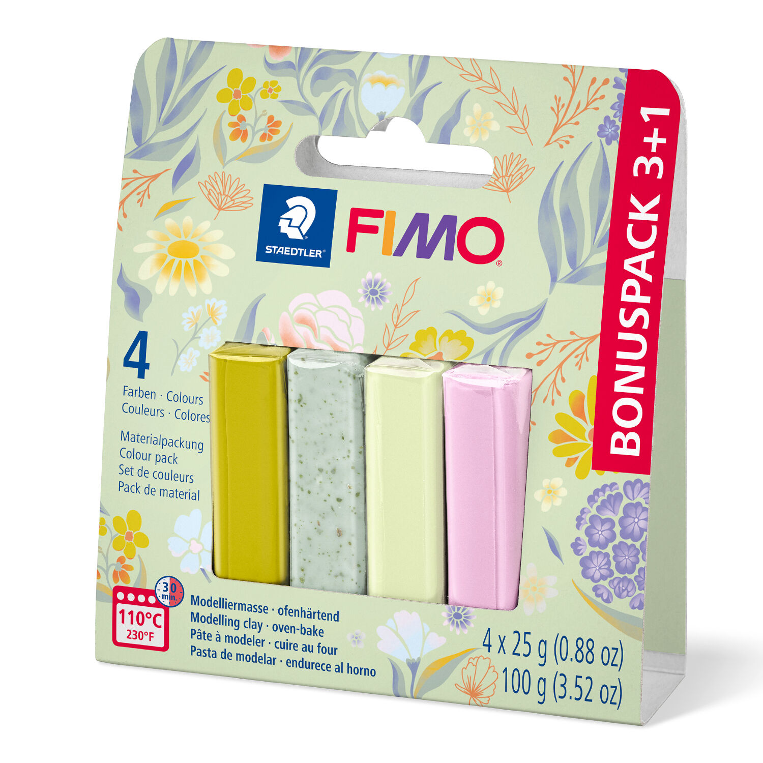 FIMO Soft Farbset FLORAL, 4x25g sortiert
