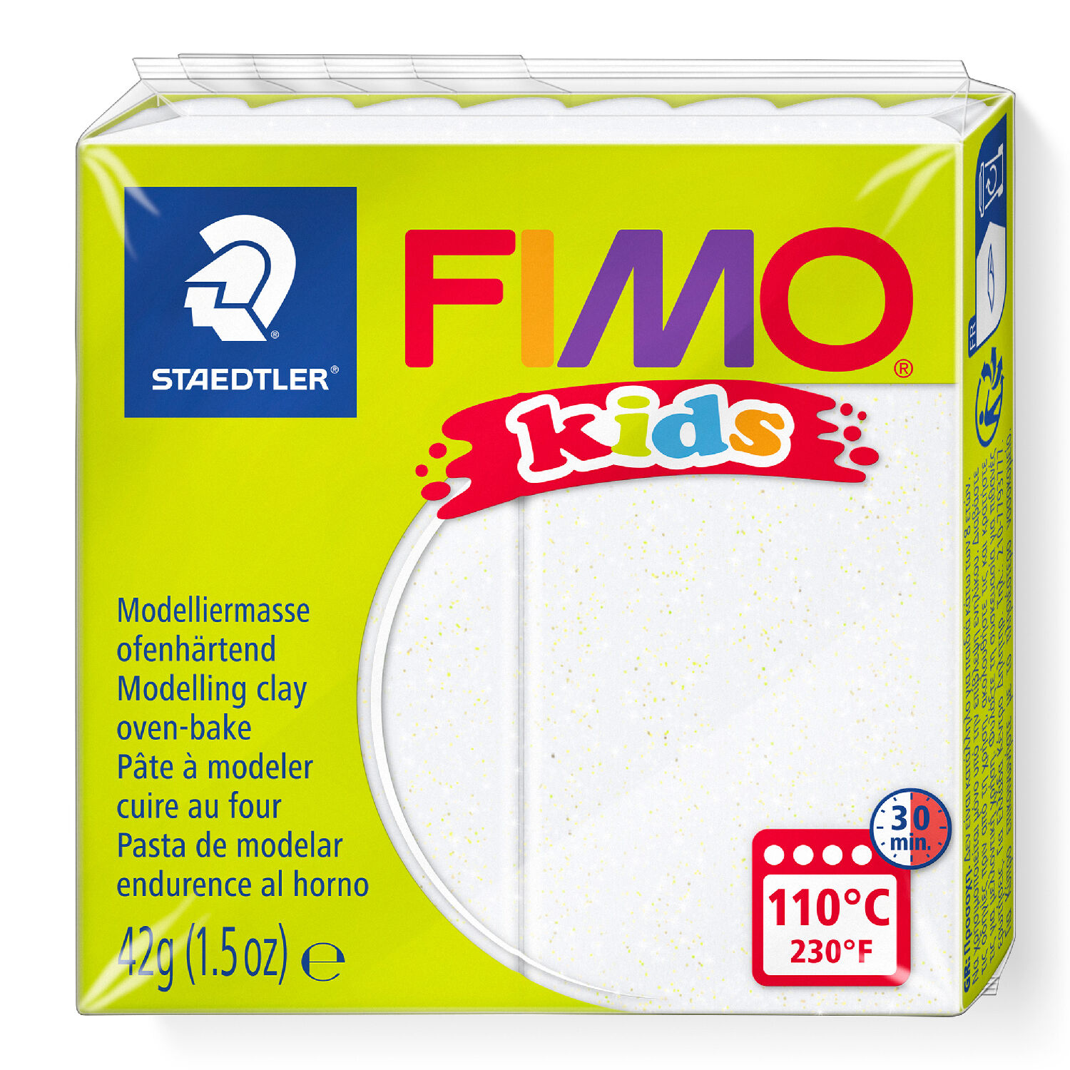 Fimo kids 42g, Glitter Wei�