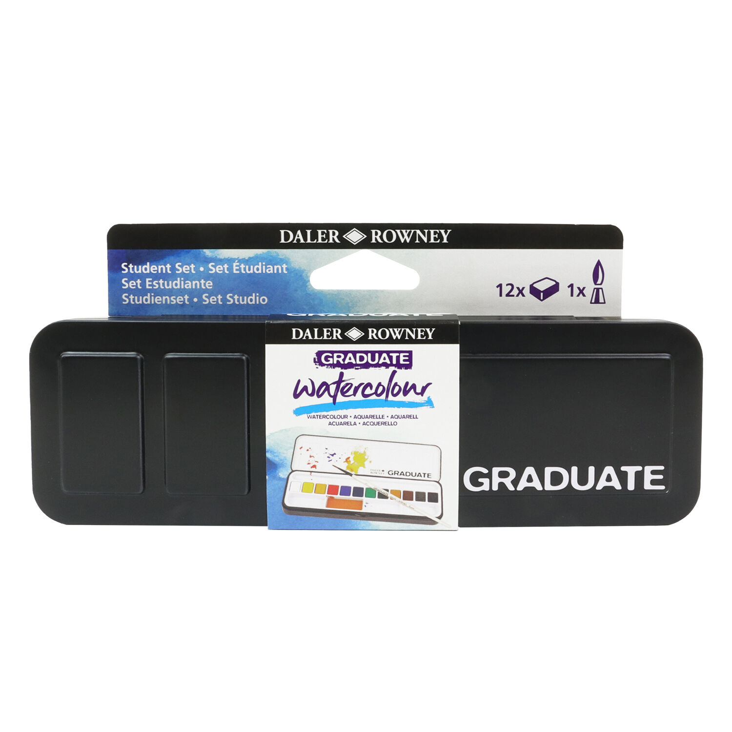 NEU GRADUATE Aquarell Metallkasten mit 12 x 1/2 N�pfchen