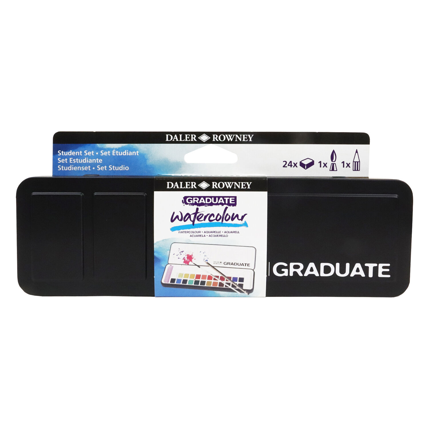 NEU GRADUATE Aquarell Metallkasten mit 24 x 1/2 N�pfchen