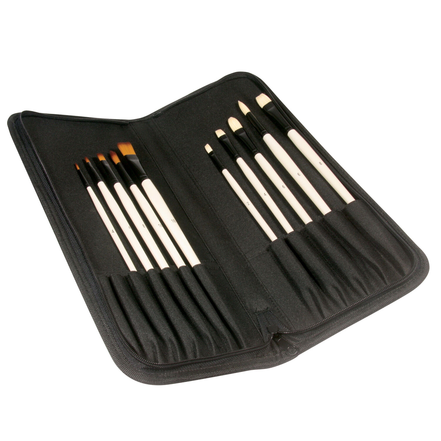 NEU GRADUATE Pinselset Acryl- & �lfarben mit 10 Pinsel, Langstielig, Nylontasche Bild 2