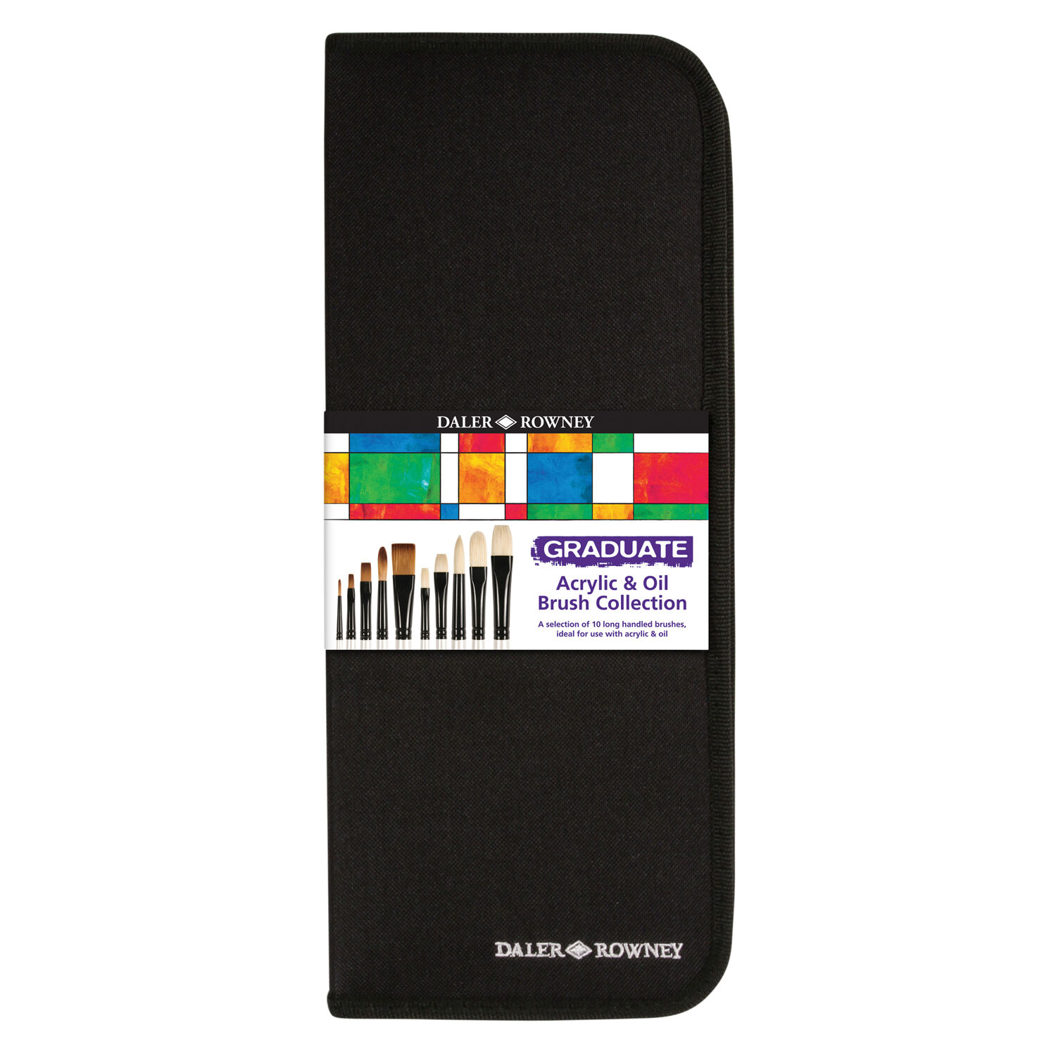 NEU GRADUATE Pinselset Acryl- & �lfarben mit 10 Pinsel, Langstielig, Nylontasche