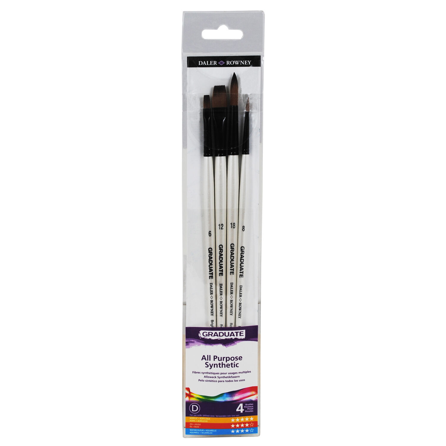 NEU GRADUATE Pinselset, langstielig, 4 Synthetikpinsel