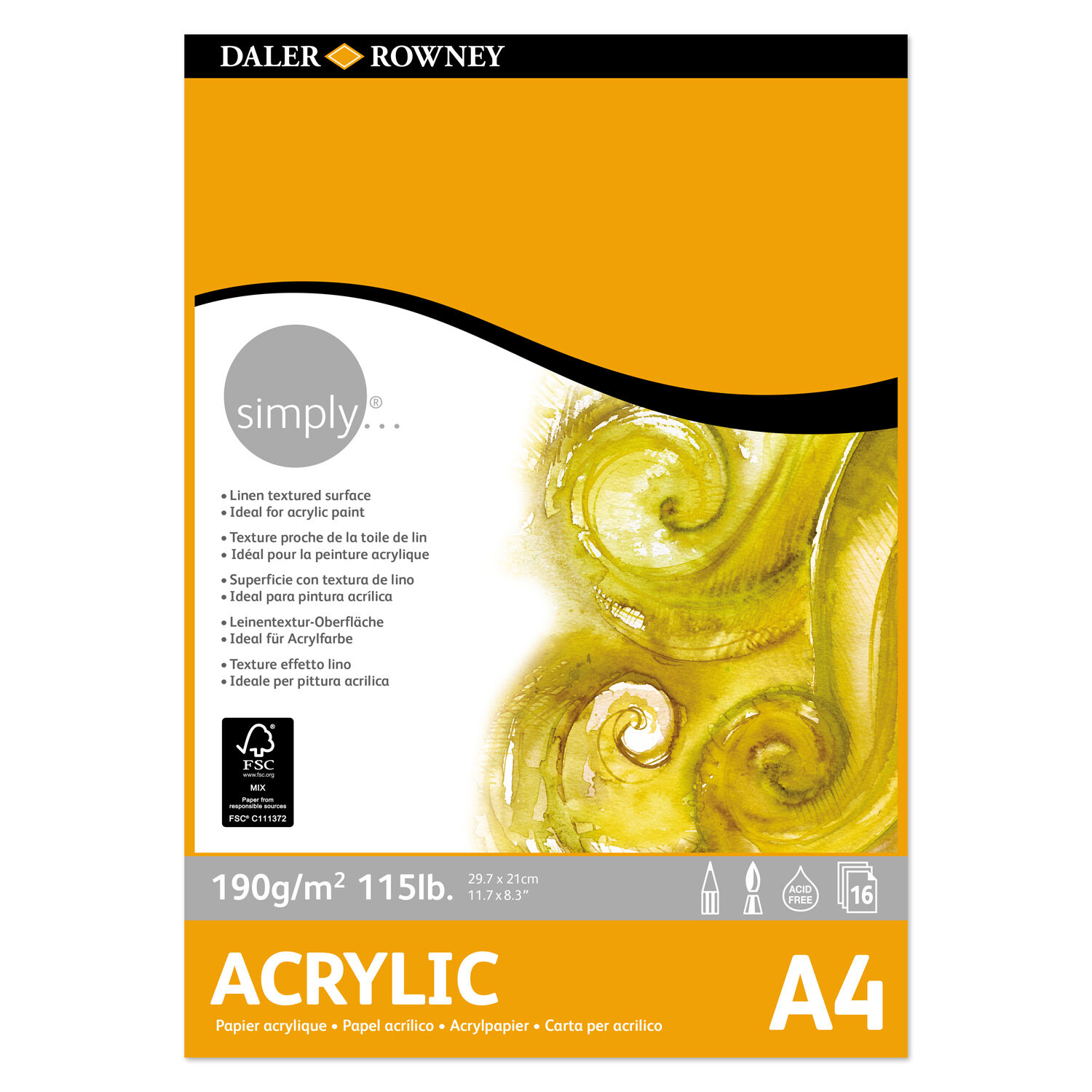 NEU Simply Acrylmalblock, einseitig geleimt, 16 Blatt � 190 g/m�, DIN A4