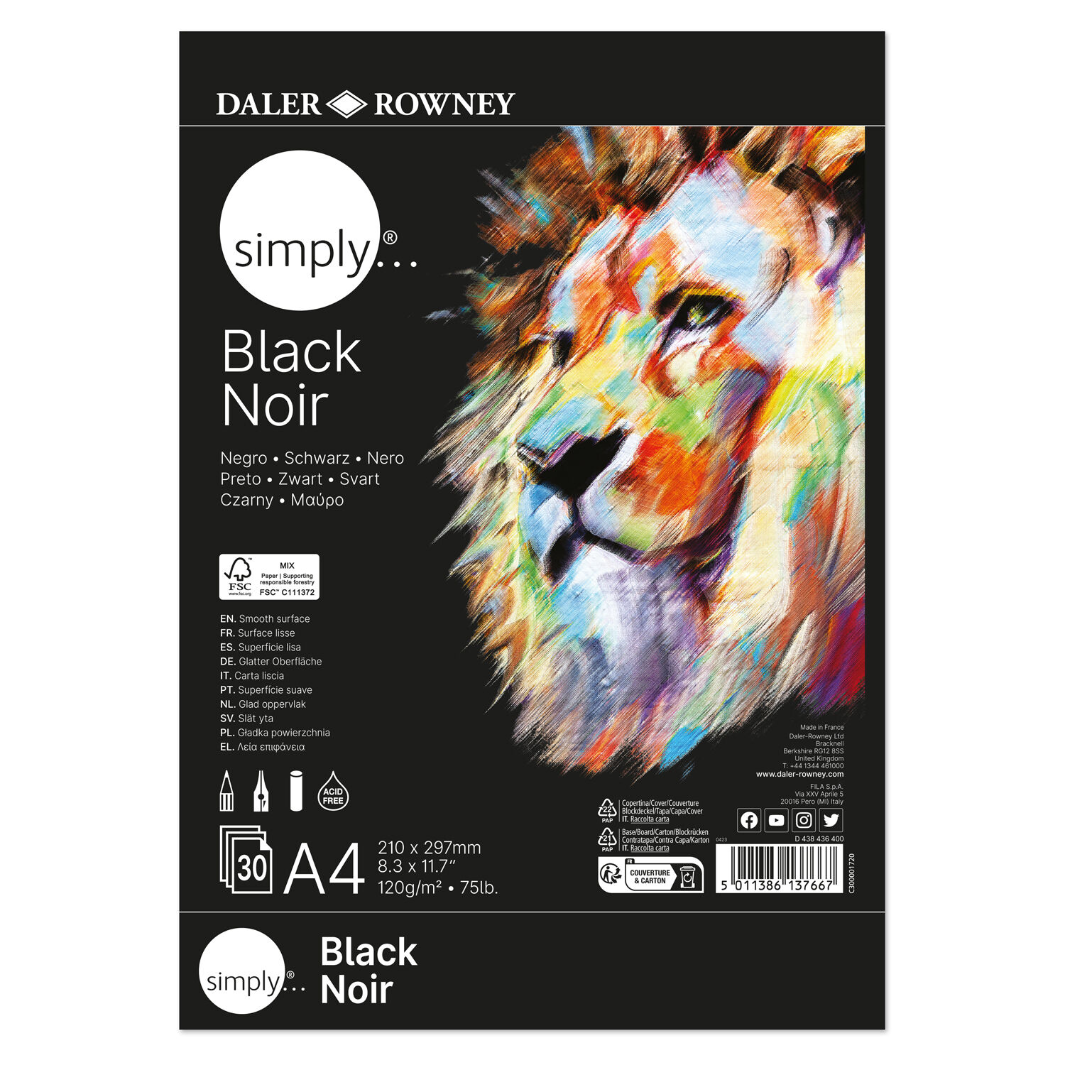 NEU Simply Zeichenblock schwarz, 30 Blatt � 120 g/m�, DIN A4