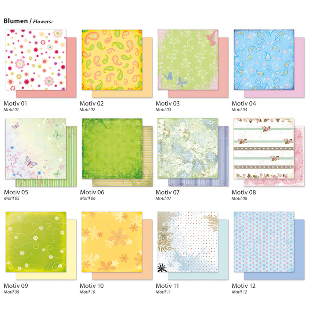 SALE Designpapierblock, Blumen, 12 Blatt, 30cm x 30cm Bild 2