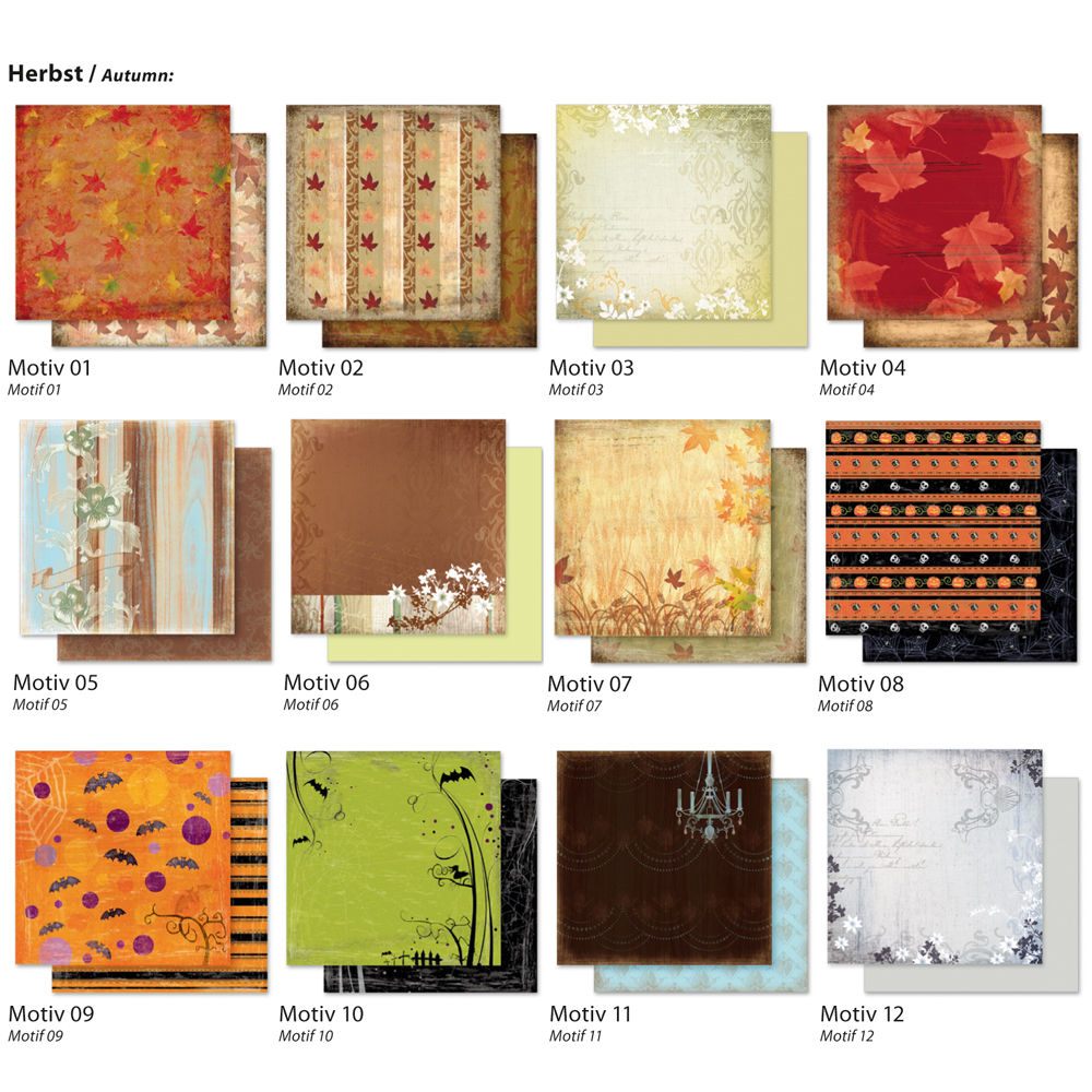 SALE Designpapierblock, Herbst, 12 Blatt, 30cm x 30cm