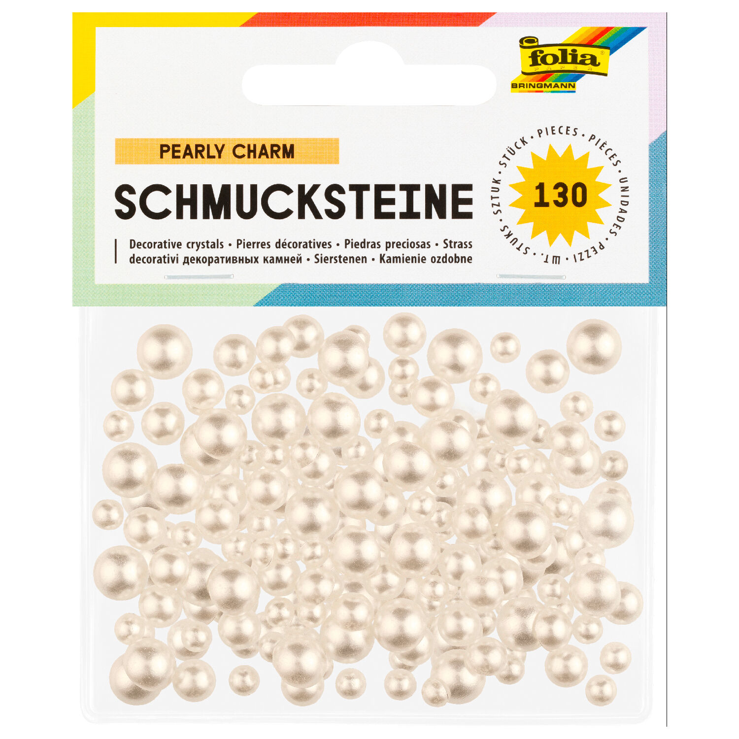 Schmucksteine Pearly Charm, 130 St�ck, Perlmuttfarben, Gr��en sortiert