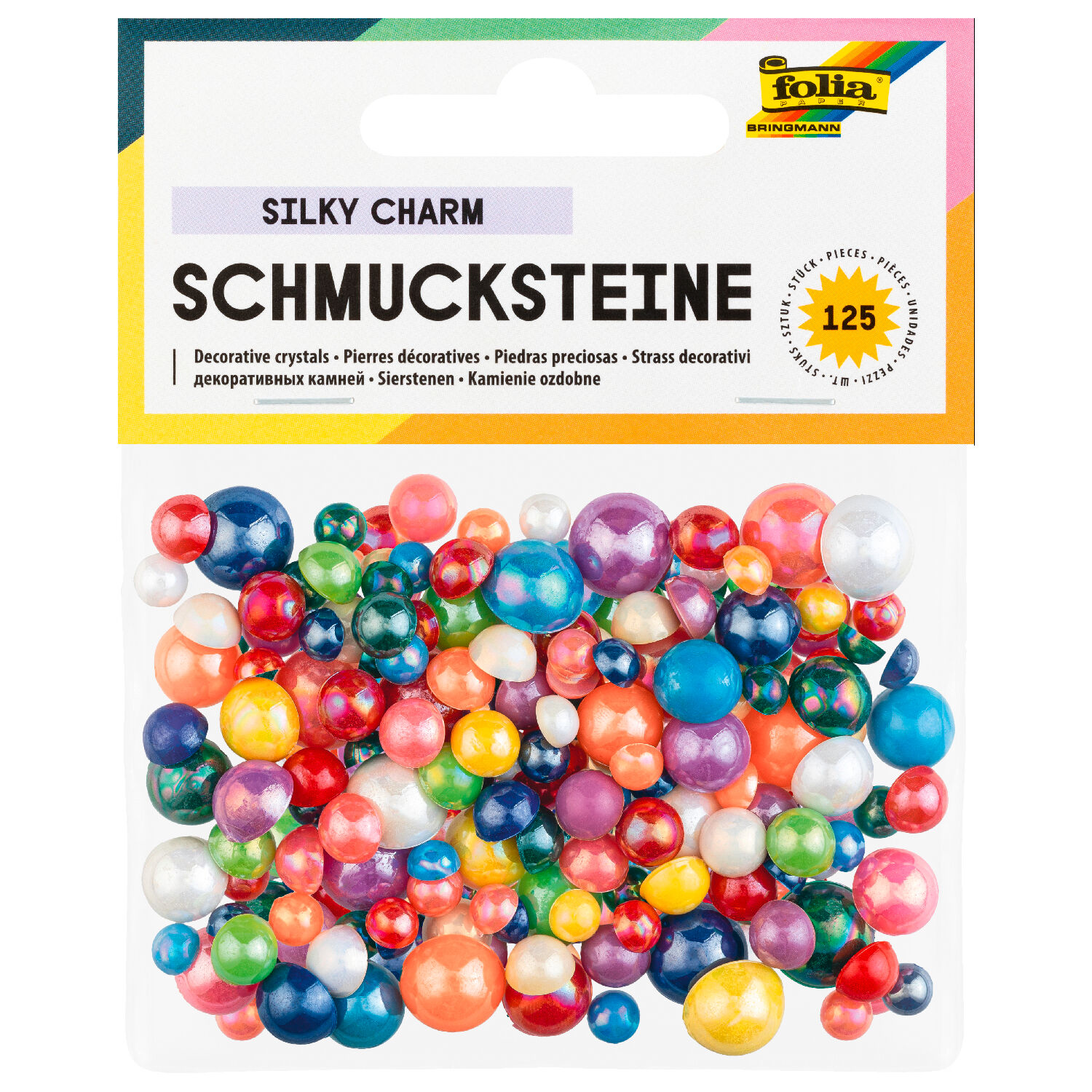 Schmucksteine Silky Charm, 125 St�ck, Perlmuttfarben, Gr��en & Farben sortiert