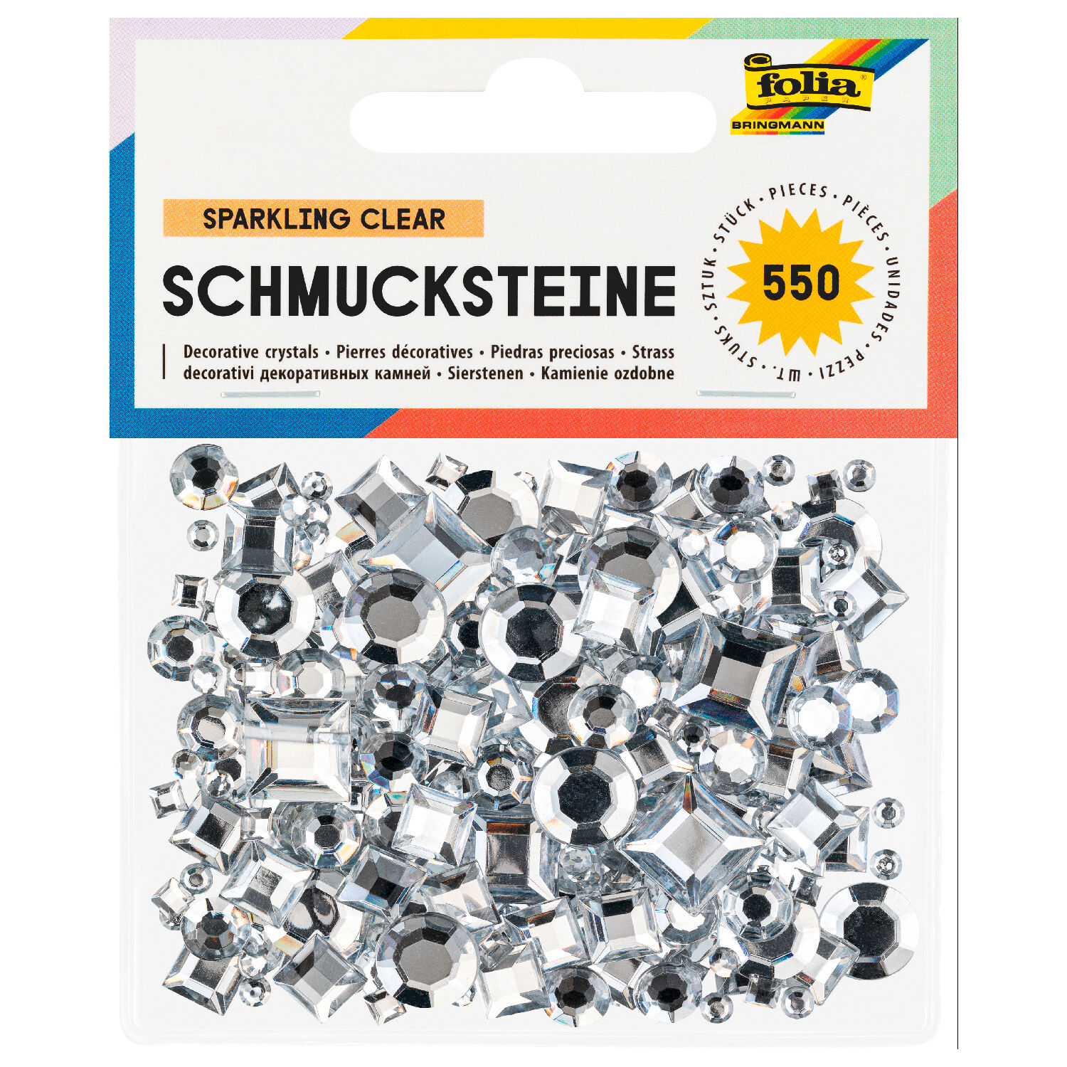 Schmucksteine Sparkling Clear, 550 St�ck, Gr��e & Form sortiert