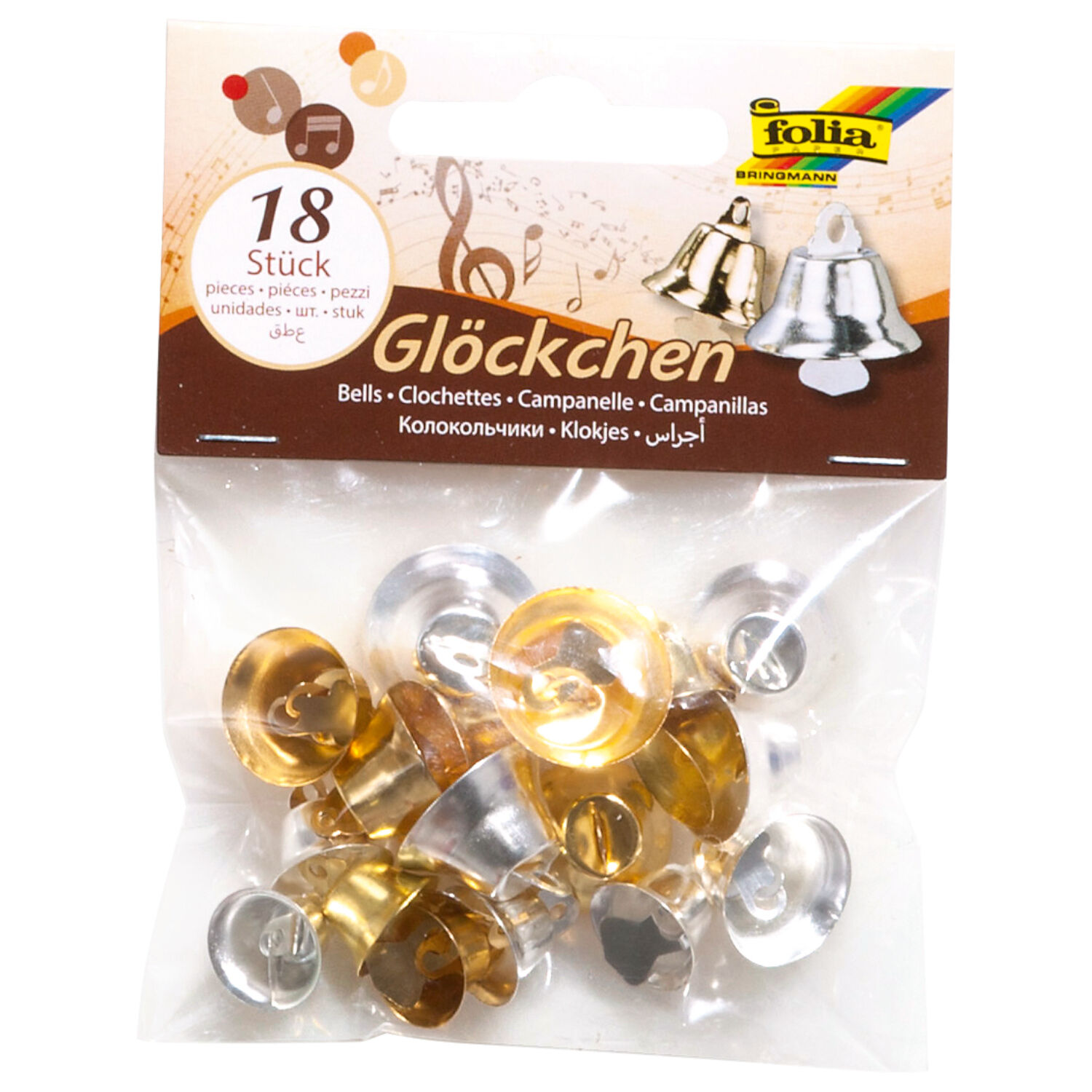 Gl�ckchen, 18 St�ck, Gold & Silber