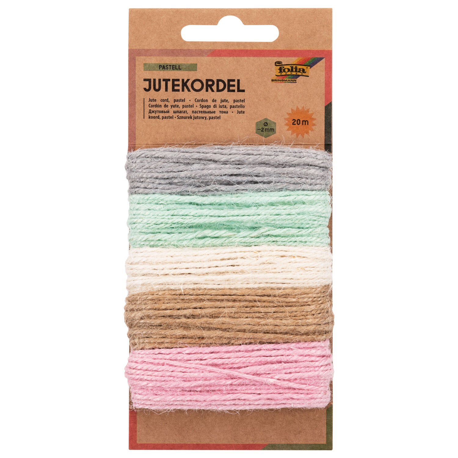 Jutekordel, 20 m, 5-farbig sortiert � 4 m