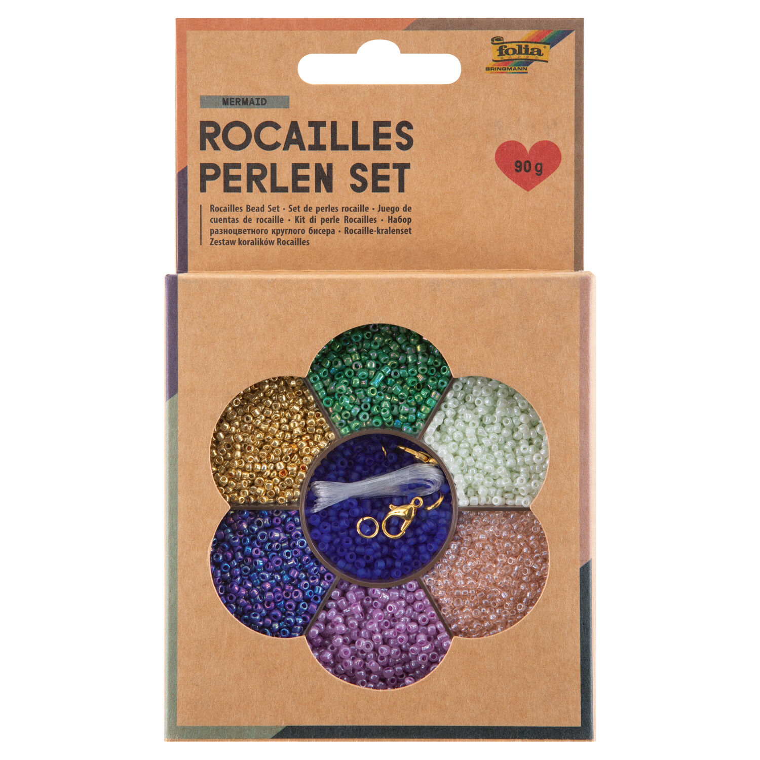 NEU Rocailles-Perlen-Set Meerjungfrau, inkl. 90g Perlen, 3x1m Nylonfaden, 3 Verschl�sse