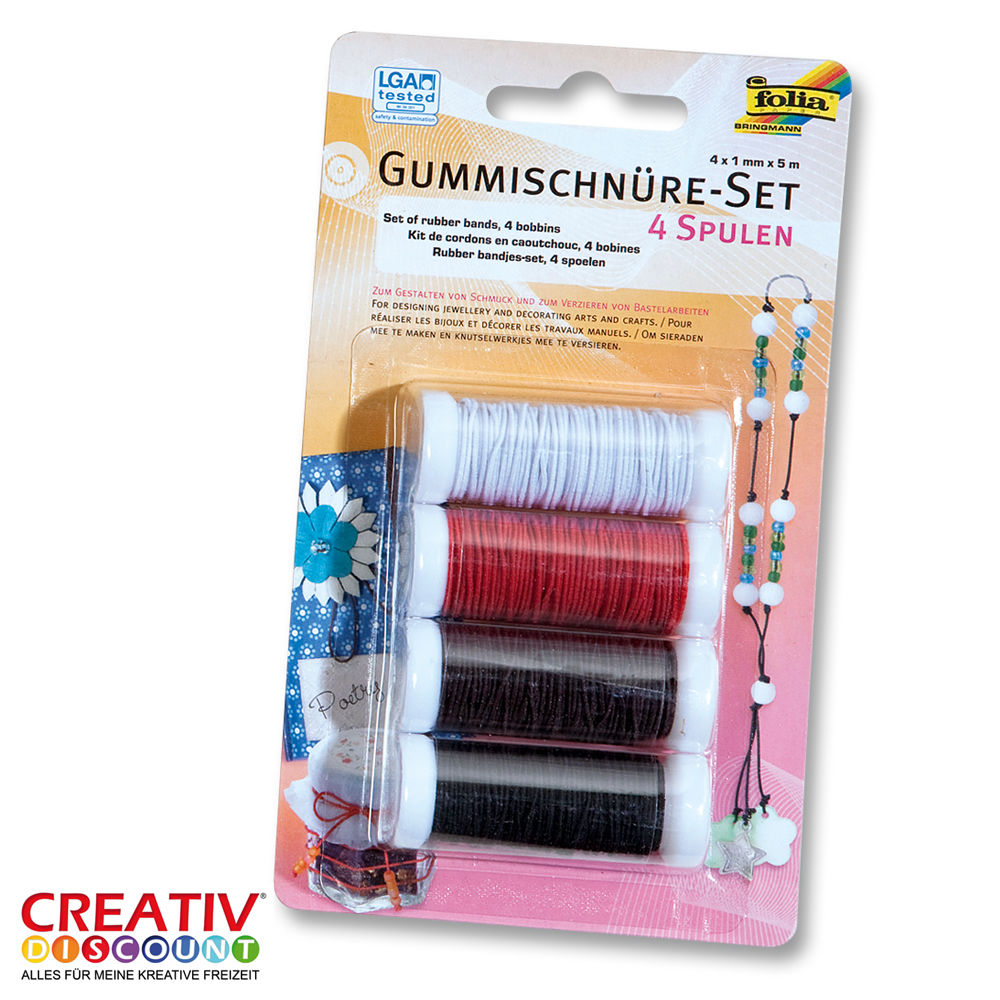 Gummischn�re-Set, 4 Spulen � 5m, sortiert