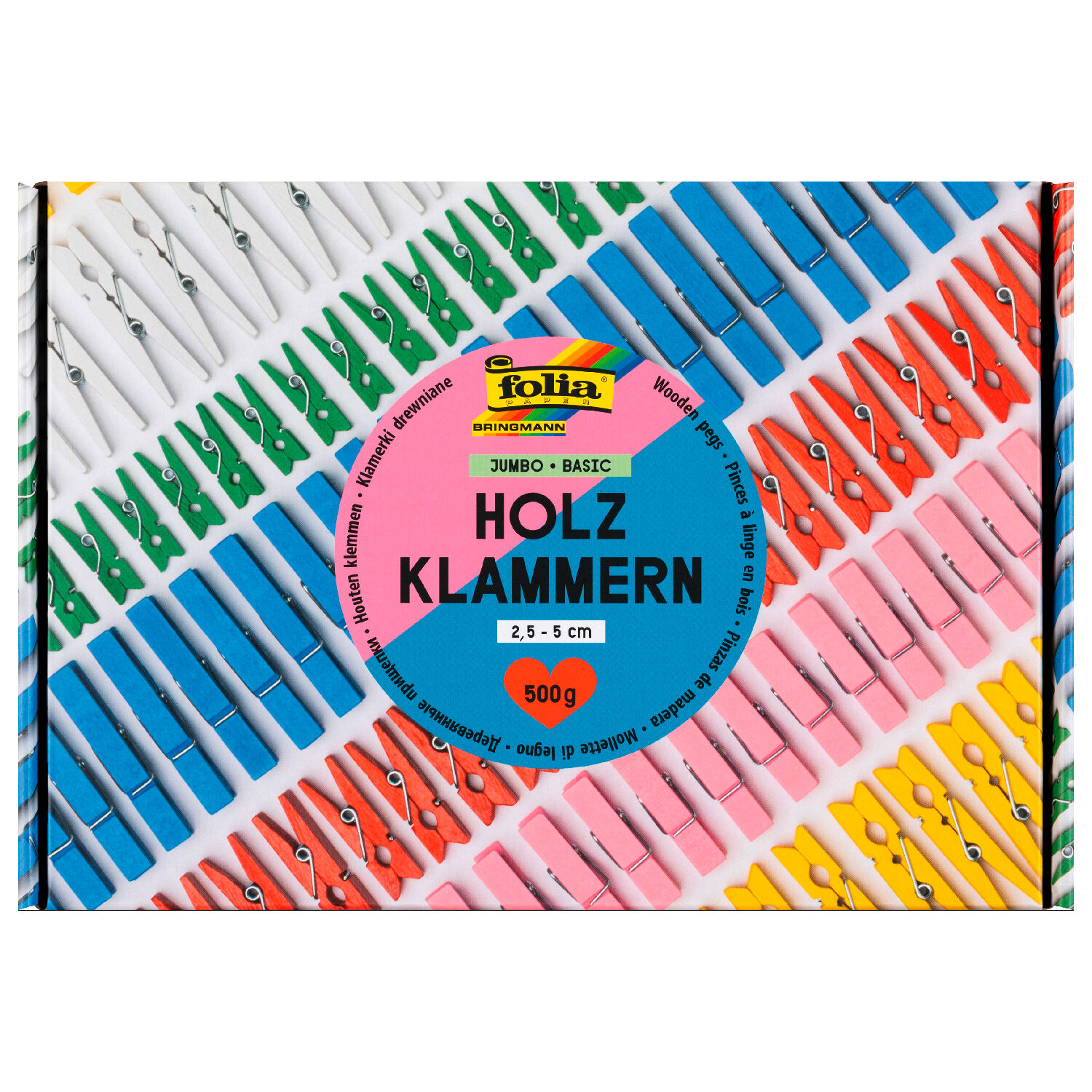 SALE Holzklammern Jumbo Pack Basic, 500g, ca. 400 Klammern, 2,5-5cm