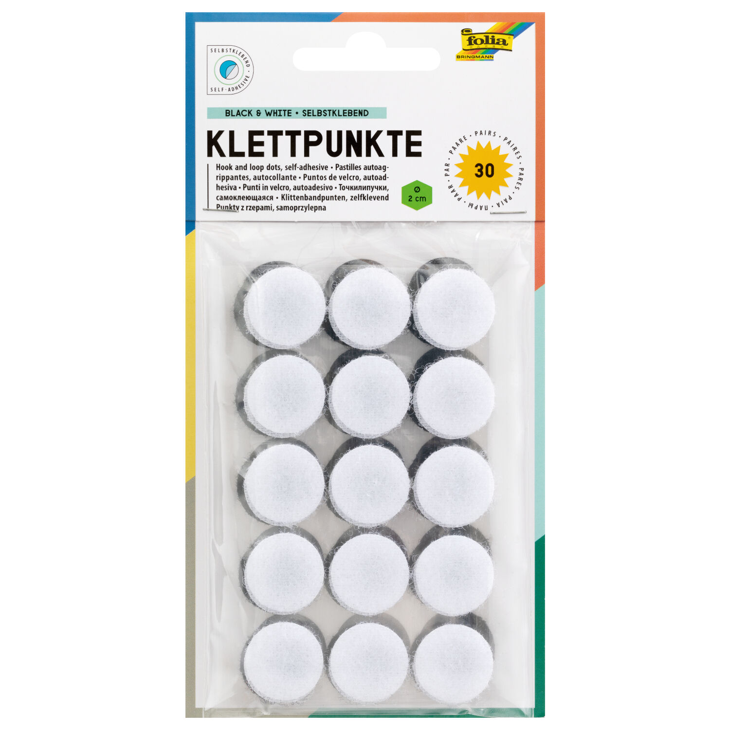 Klettpunkte schwarz + wei�, 30 St�ck, � 2 cm