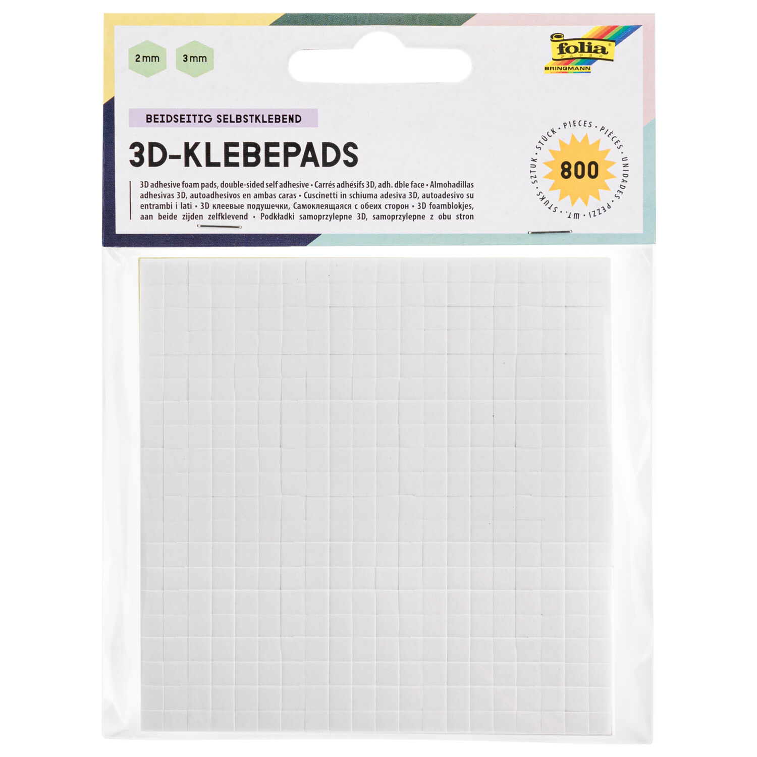 Klebepads f�r 3D-Effekte, 5x5mm, 400x2mm + 400x3mm