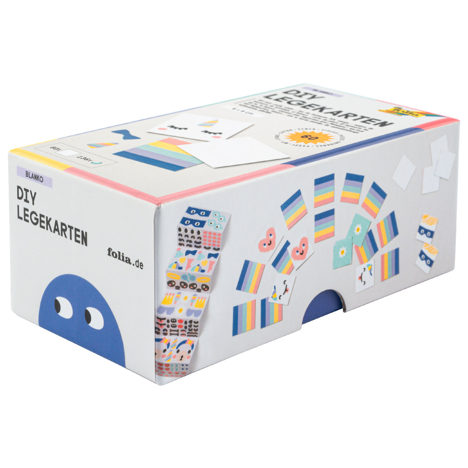 Blanko-Legekarten, 6x6cm, 60 St�ck, mit Regenbogen-R�ckseite, inklusive 136 Stickern Bild 2
