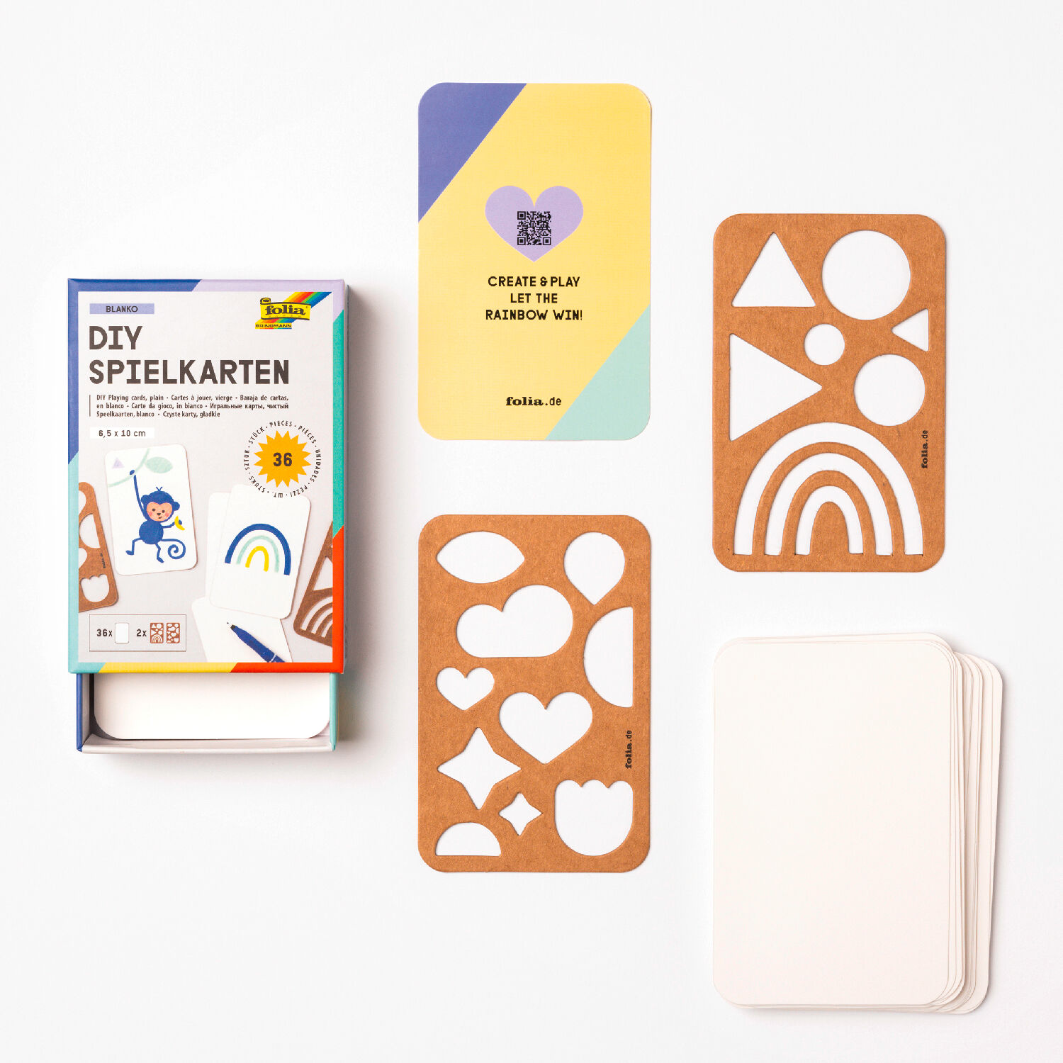 Blanko-Spielkarten, 6,5x10cm, 36 St�ck, mit zwei Schablonen Bild 2