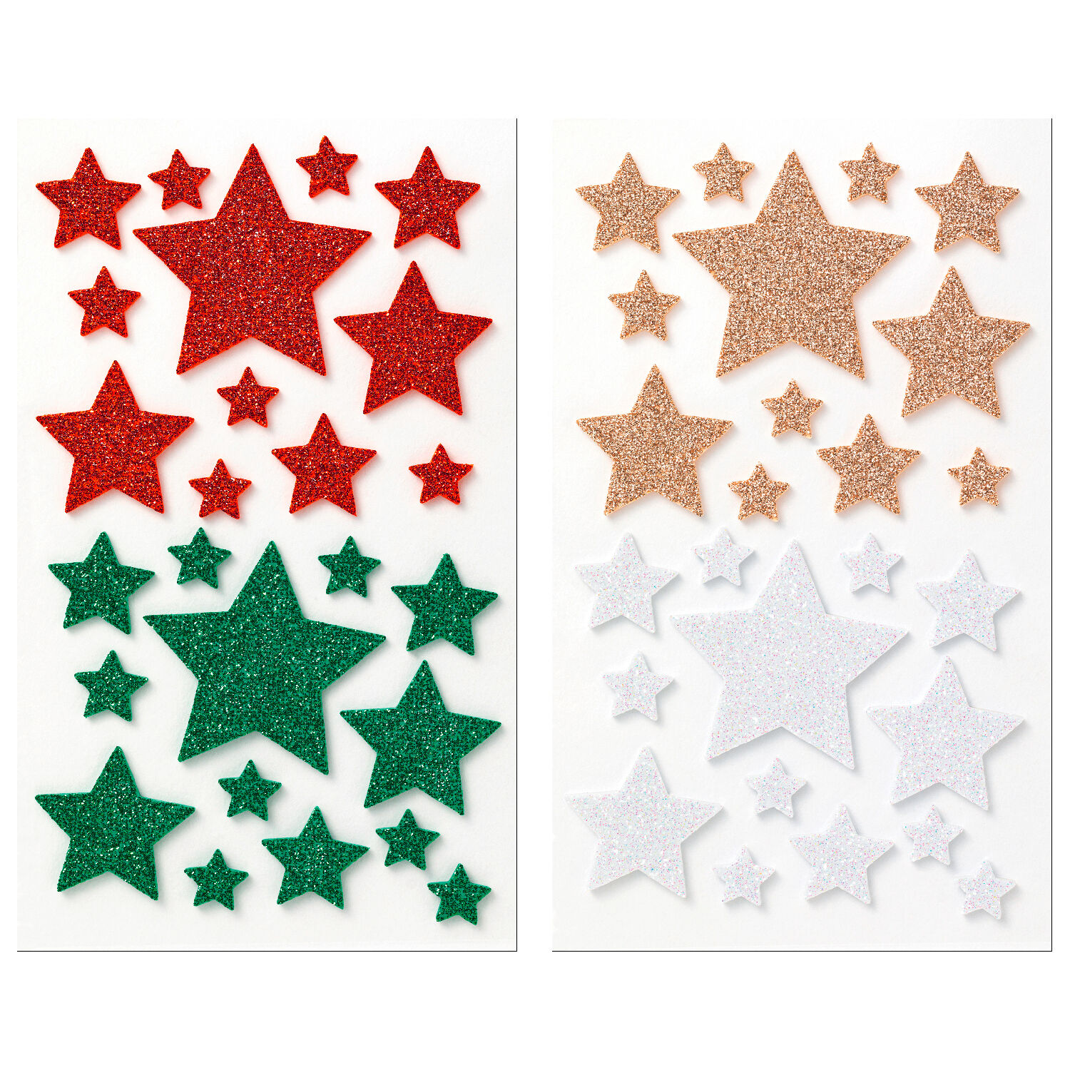 Moosgummi Glitter-Sticker Sterne Weihnachten, 50 St�ck in sortierten Gr��en und Farben Bild 2