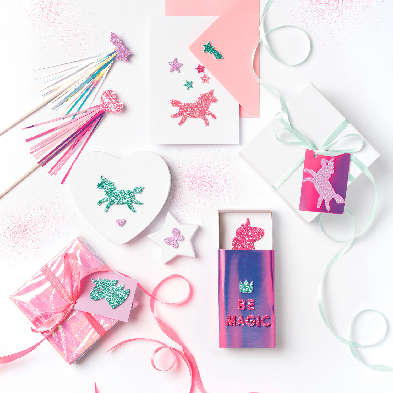 Moosgummi Glitter-Sticker Einhorn, 37 St�ck sortiert Bild 3