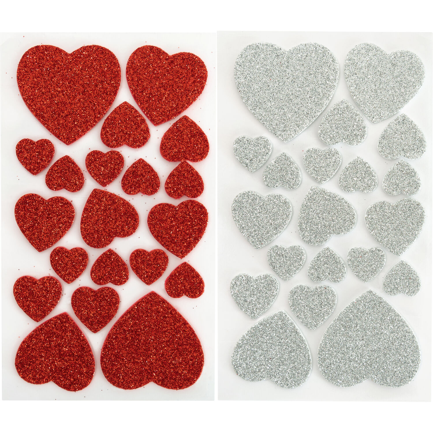 SALE Moosgummi / Schaumstoff Glitter-Sticker Herzen f�r vielf�ltige Bastelarbeiten 40 St�ck Bild 2