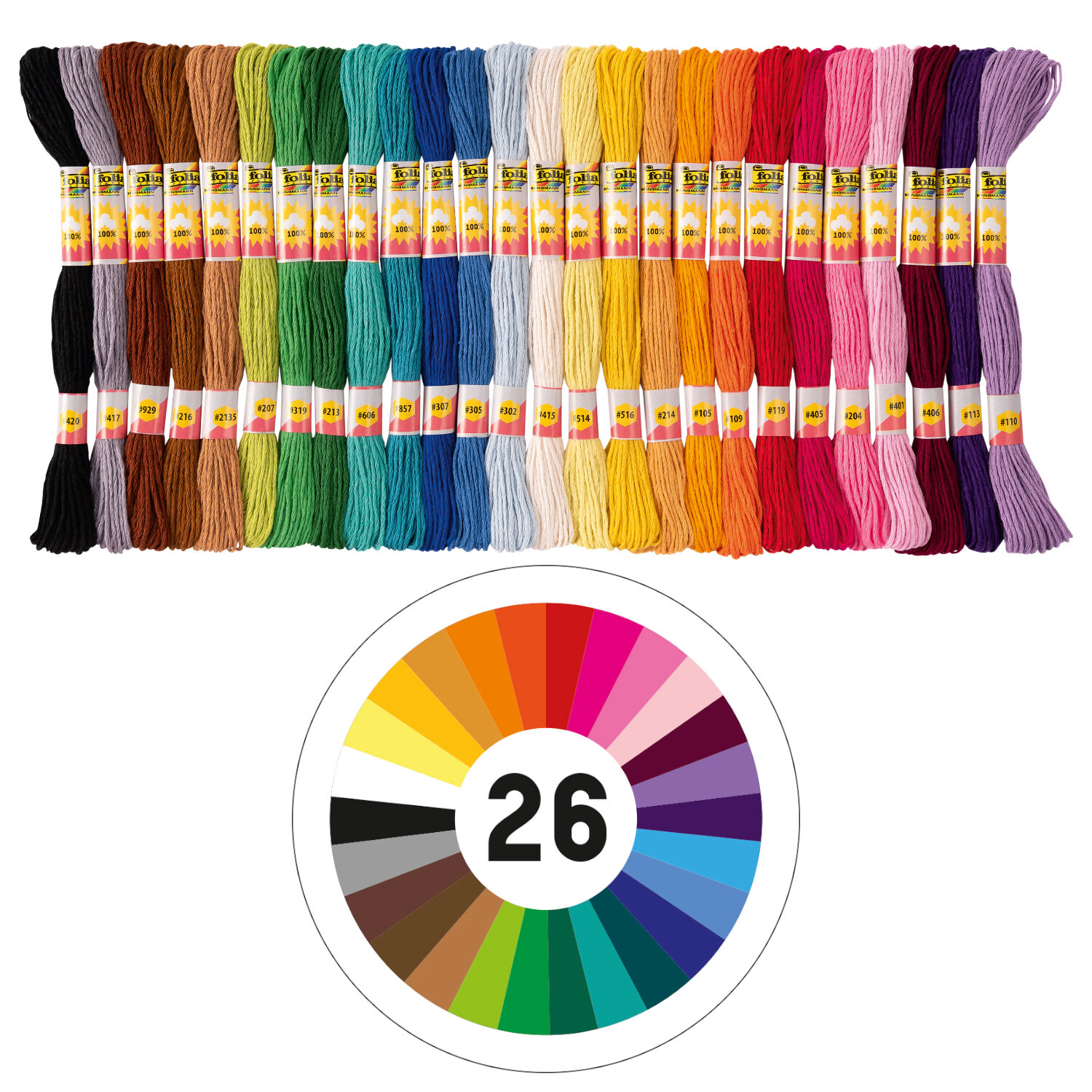 Stickgarn-Set, 52 Docken � 8m, 26 Farben Bild 2