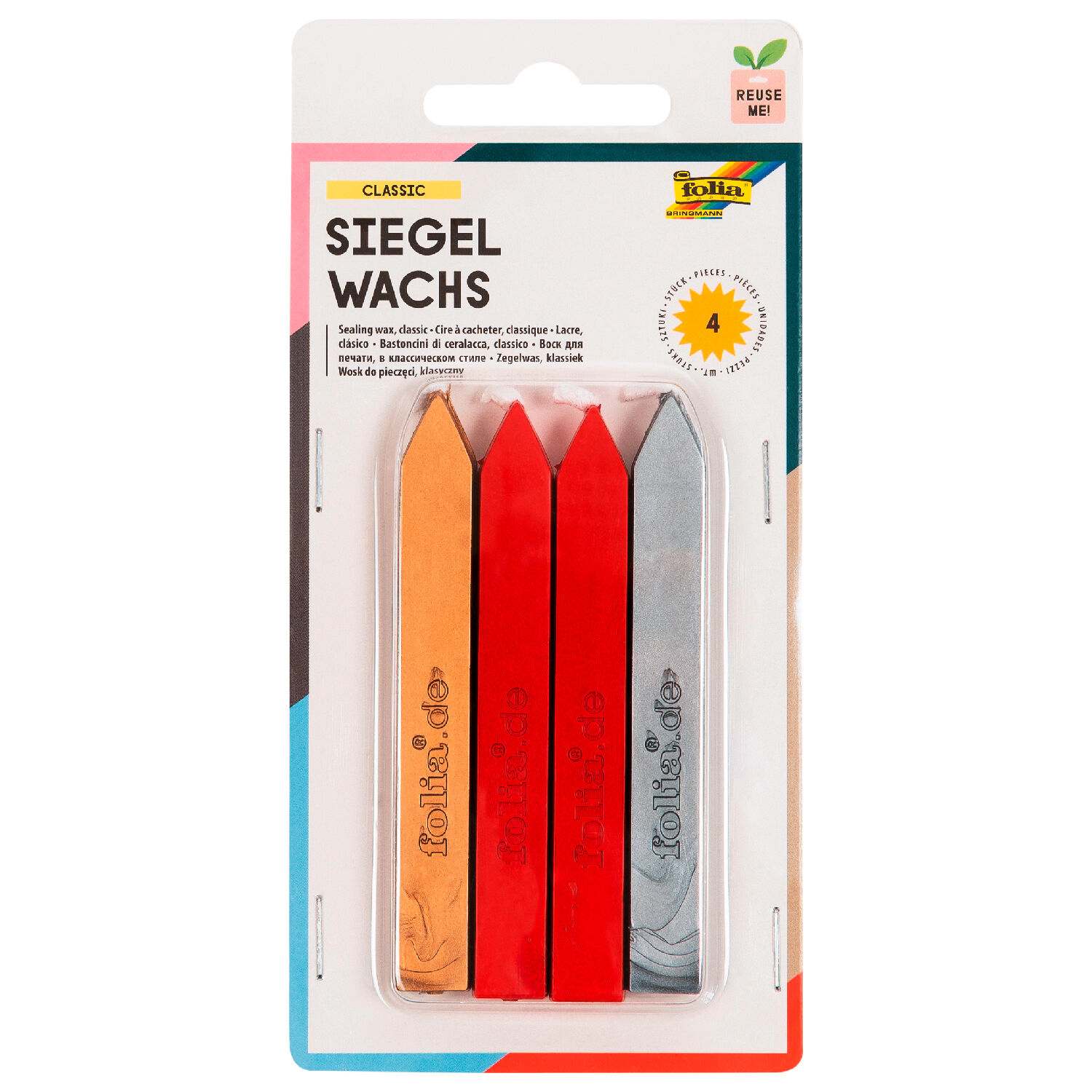 Siegelwachs Classic, 4 St�ck, 2x Rot, Gold, Silber