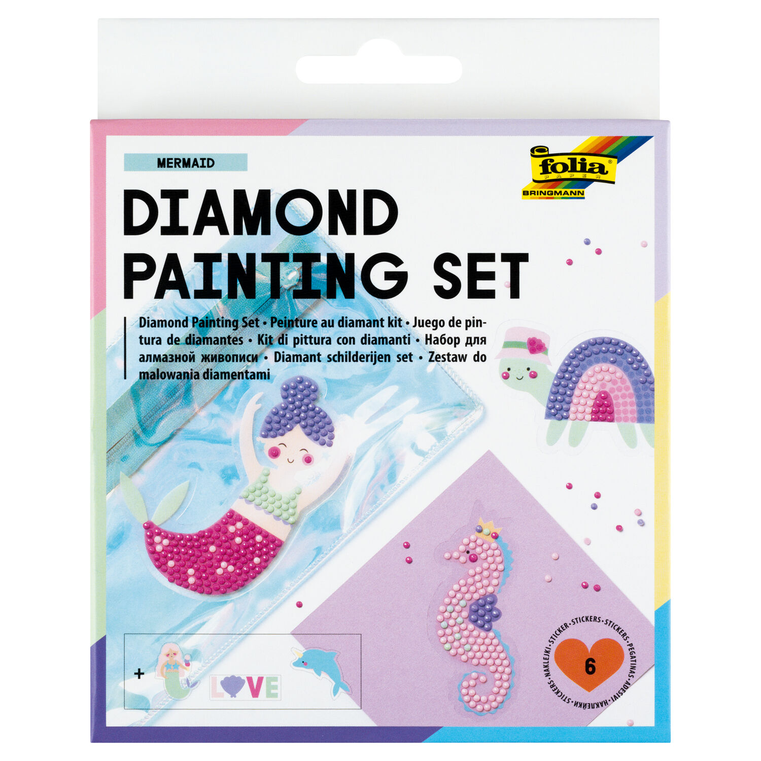 NEU Diamond Painting Set Mermaid, Komplettset f�r 6 Sticker, inkl. Zubeh�r & Anleitung