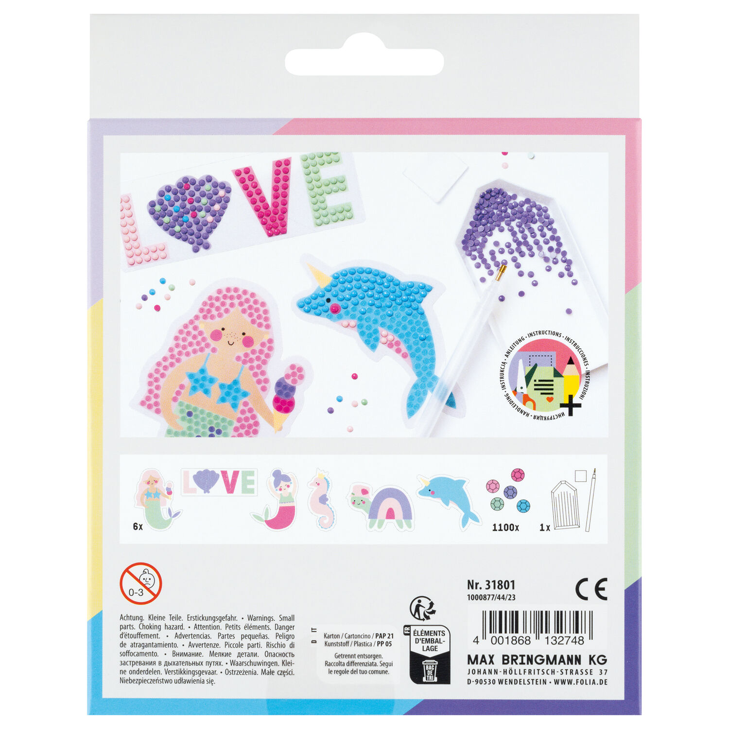 NEU Diamond Painting Set Mermaid, Komplettset f�r 6 Sticker, inkl. Zubeh�r & Anleitung Bild 2