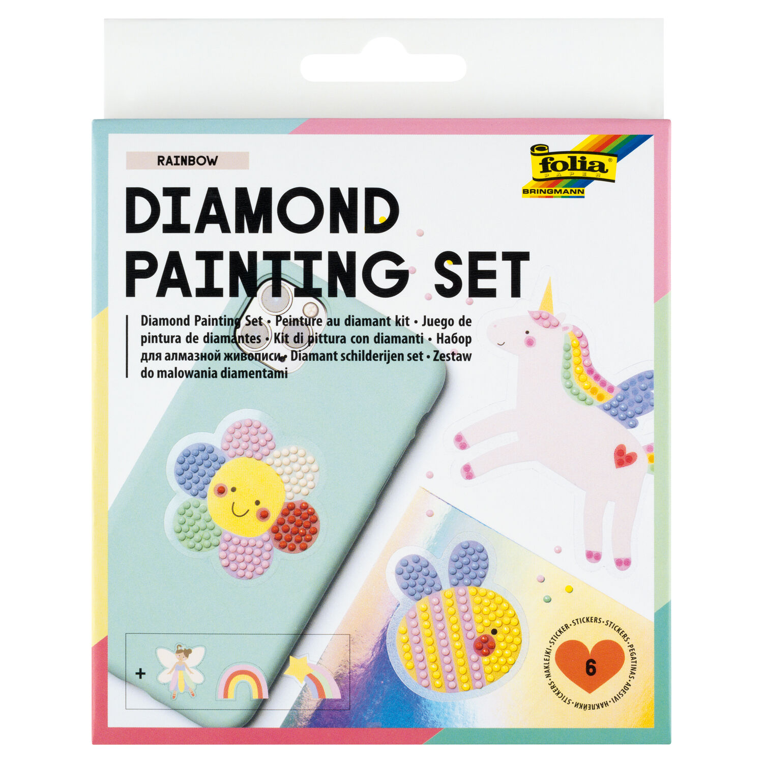 NEU Diamond Painting Set Rainbow, Komplettset f�r 6 Sticker, inkl. Zubeh�r & Anleitung