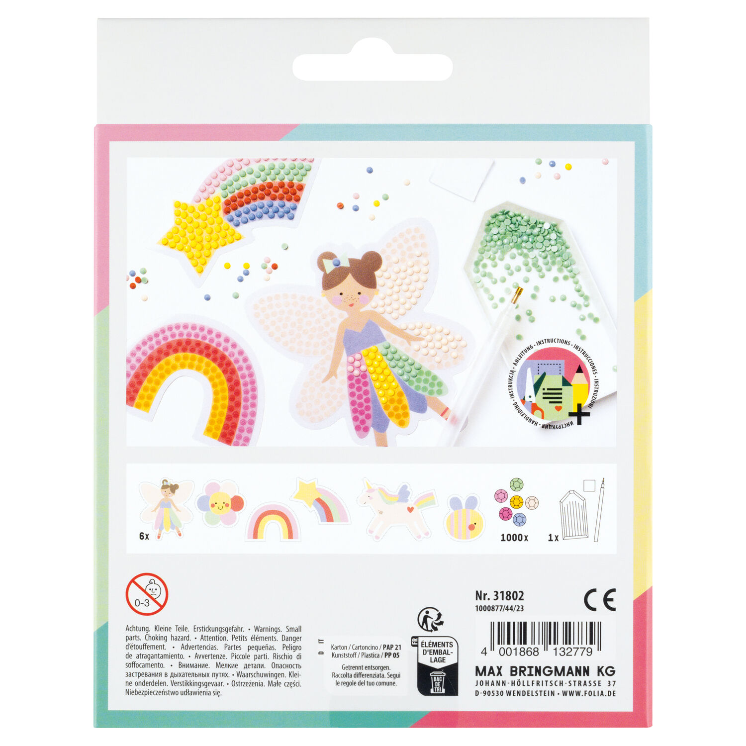 NEU Diamond Painting Set Rainbow, Komplettset f�r 6 Sticker, inkl. Zubeh�r & Anleitung Bild 2