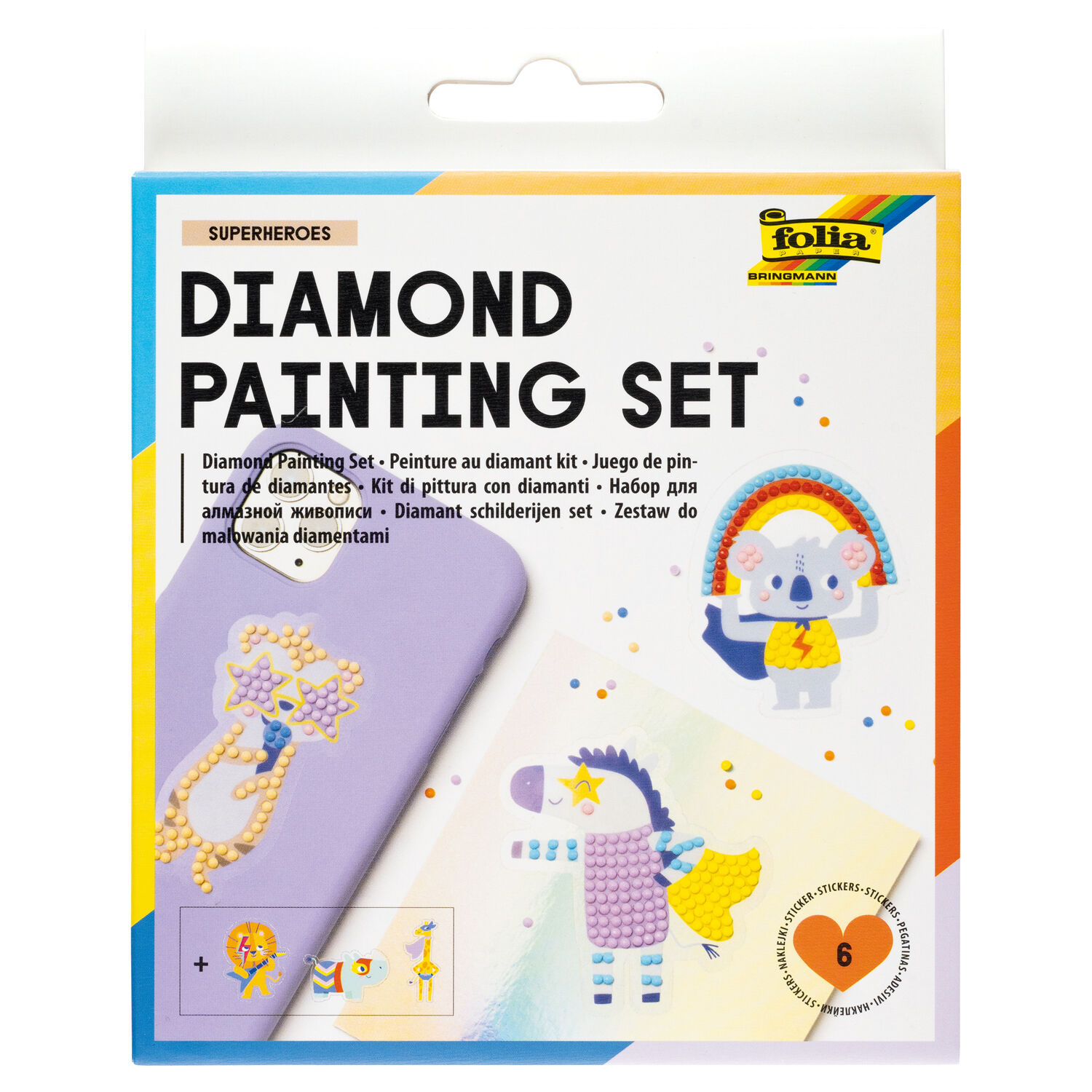 NEU Diamond Painting Set Superheroes, Komplettset f�r 6 Sticker, inkl. Zubeh�r & Anleitung