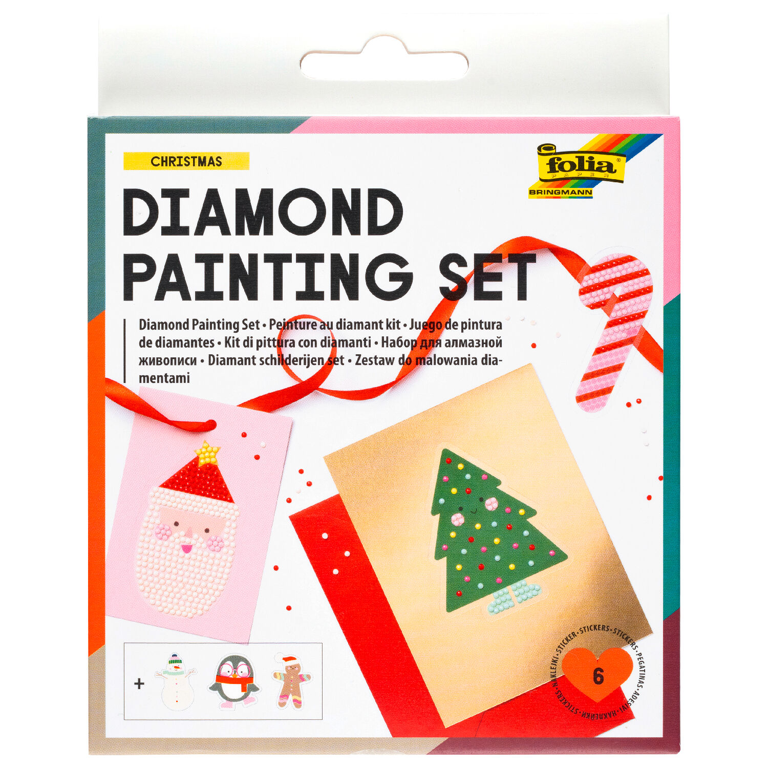 Diamond Painting Set Christmas, Komplettset f�r 6 Sticker, inkl. Zubeh�r & Anleitung