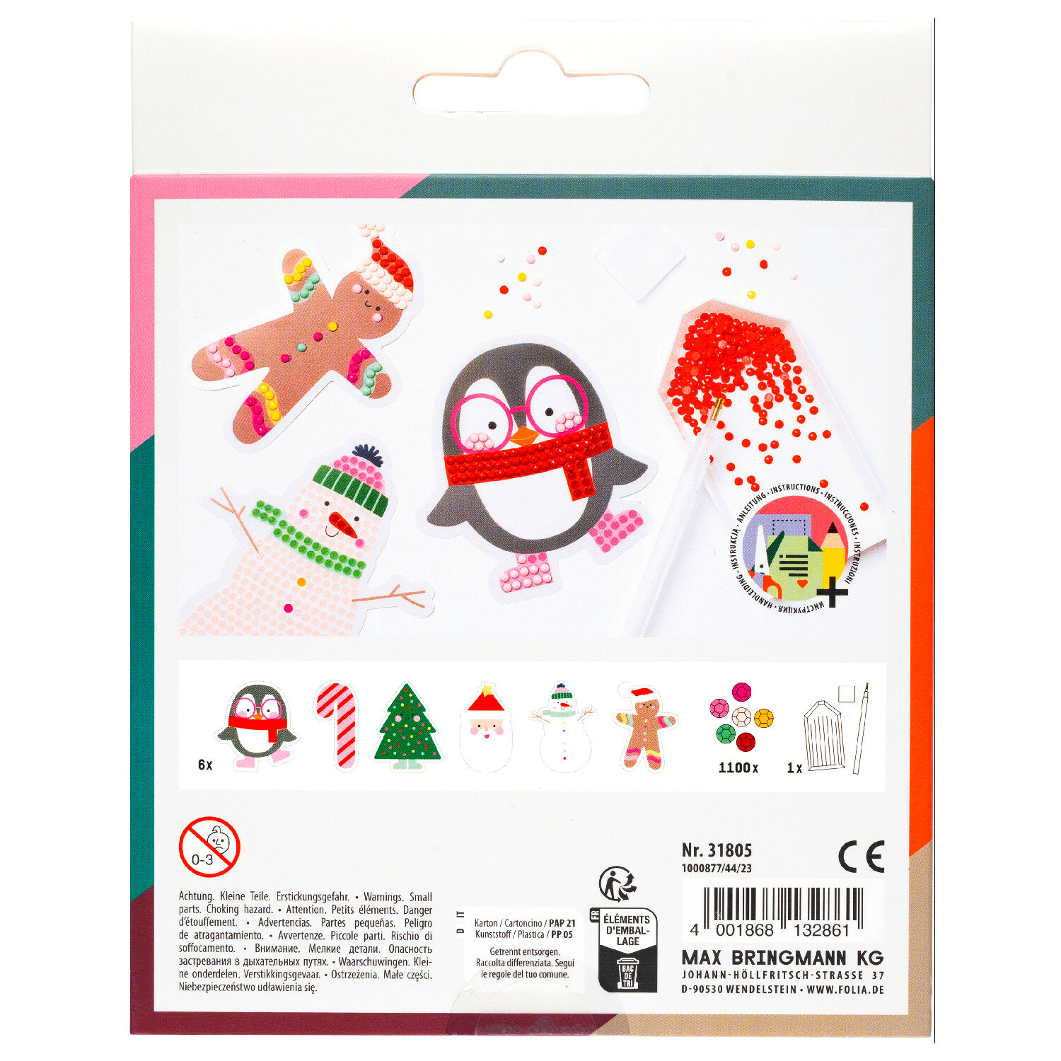 Diamond Painting Set Christmas, Komplettset f�r 6 Sticker, inkl. Zubeh�r & Anleitung Bild 2