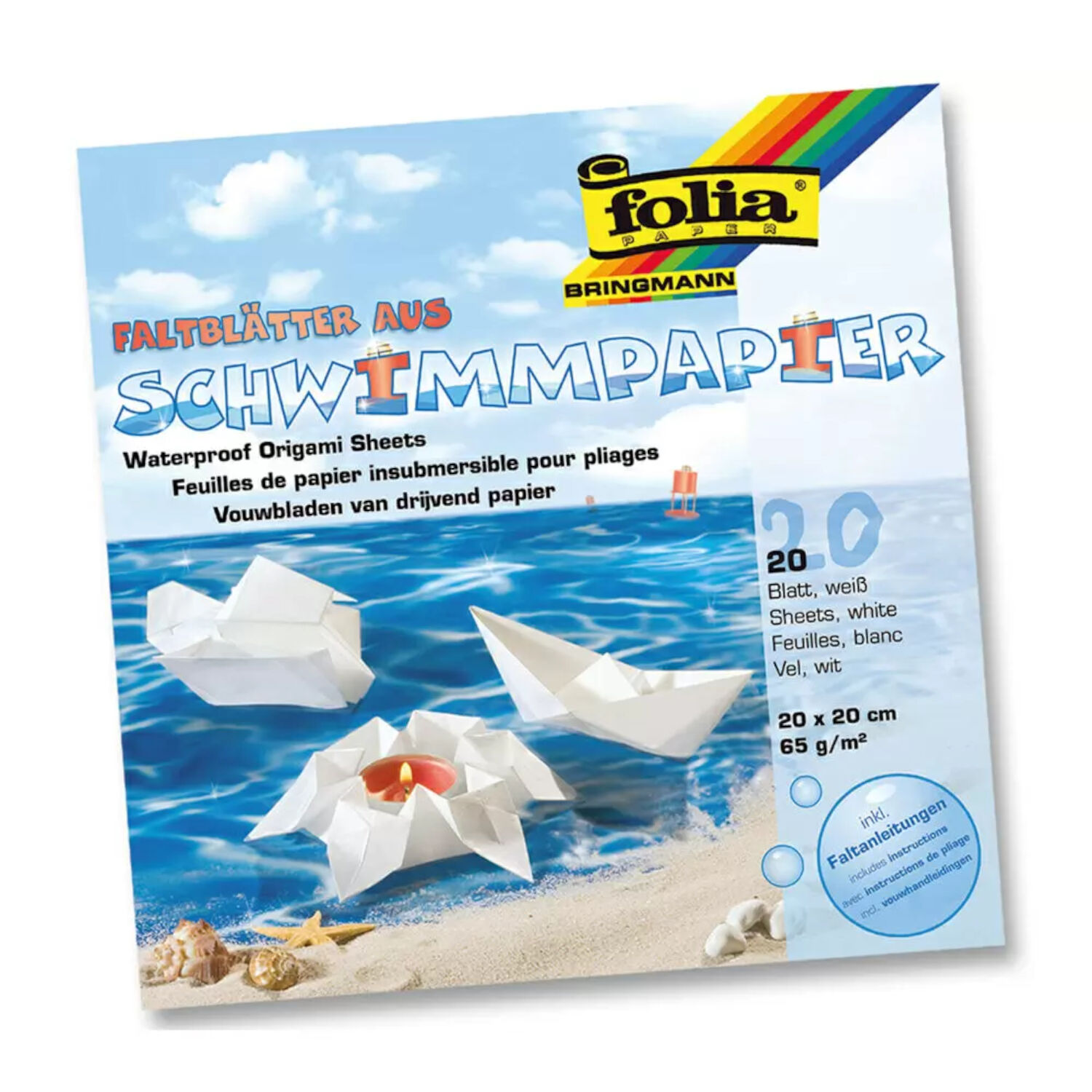 Schwimmpapier, 20x20cm, 20 Blatt, 65g/m�